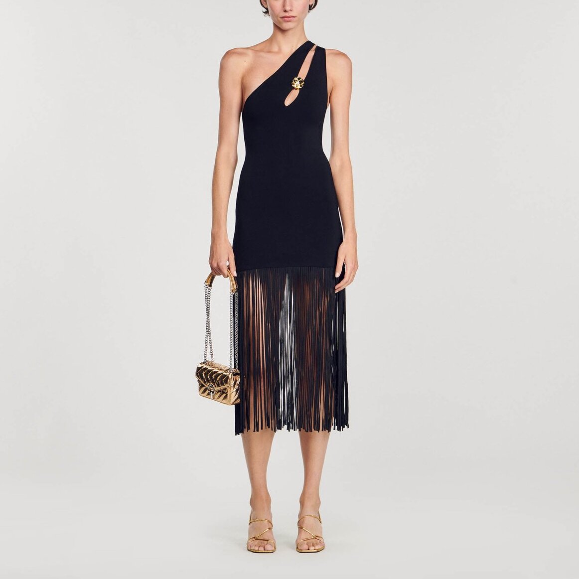 Robe asymétrique à franges Sandro seconde main