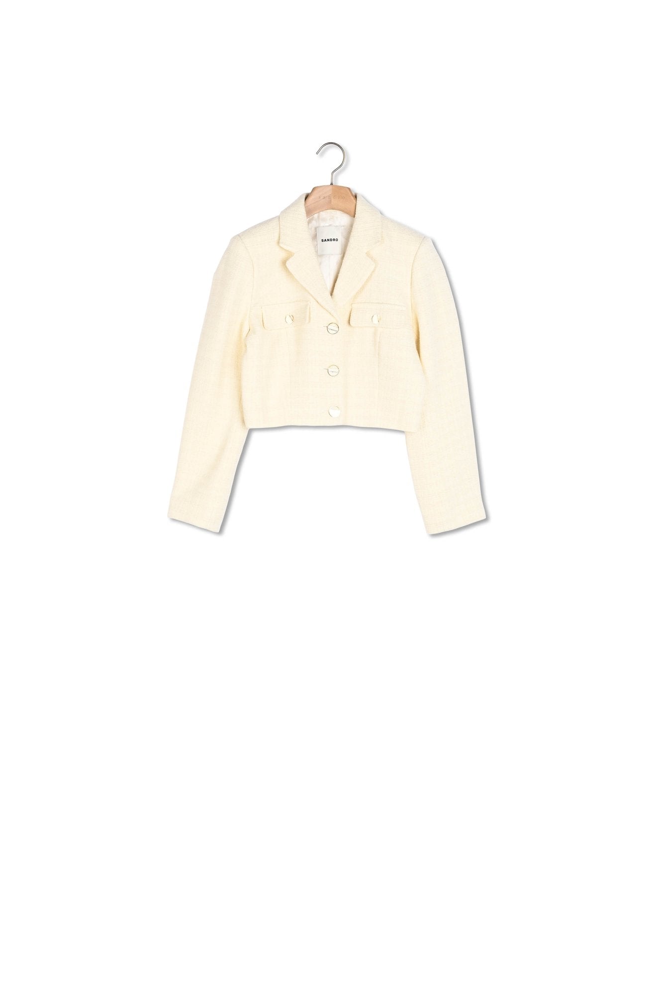 Veste courte boutonnée en tweed Sandro seconde main