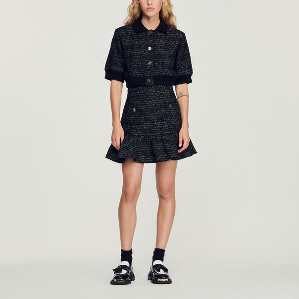 Veste courte en tweed manches courtes Sandro seconde main