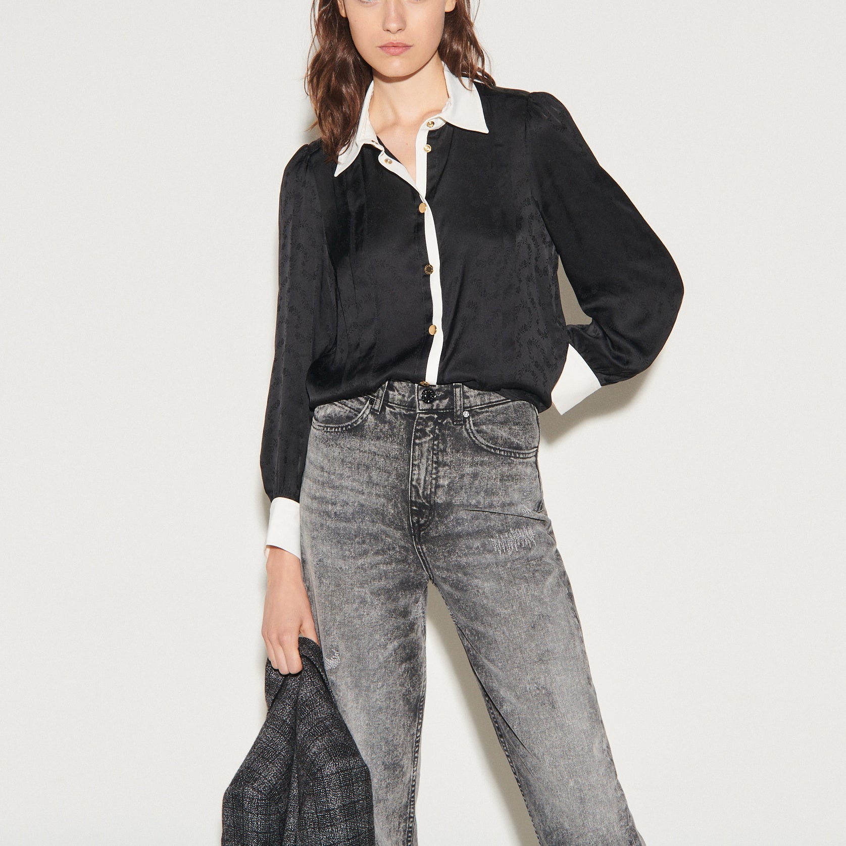 Chemise en jacquard avec empiècements Sandro seconde main