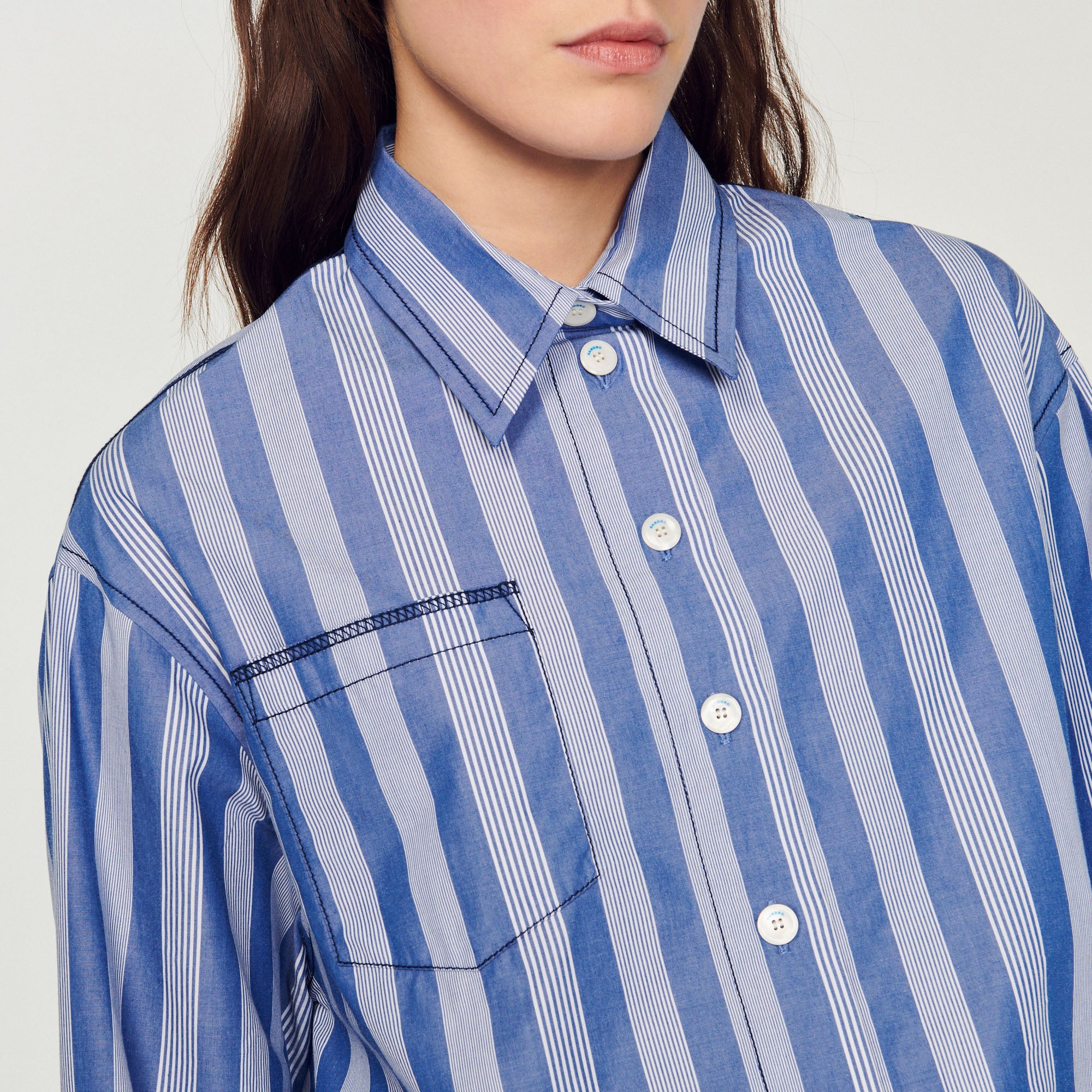 Chemise courte à rayures Sandro seconde main