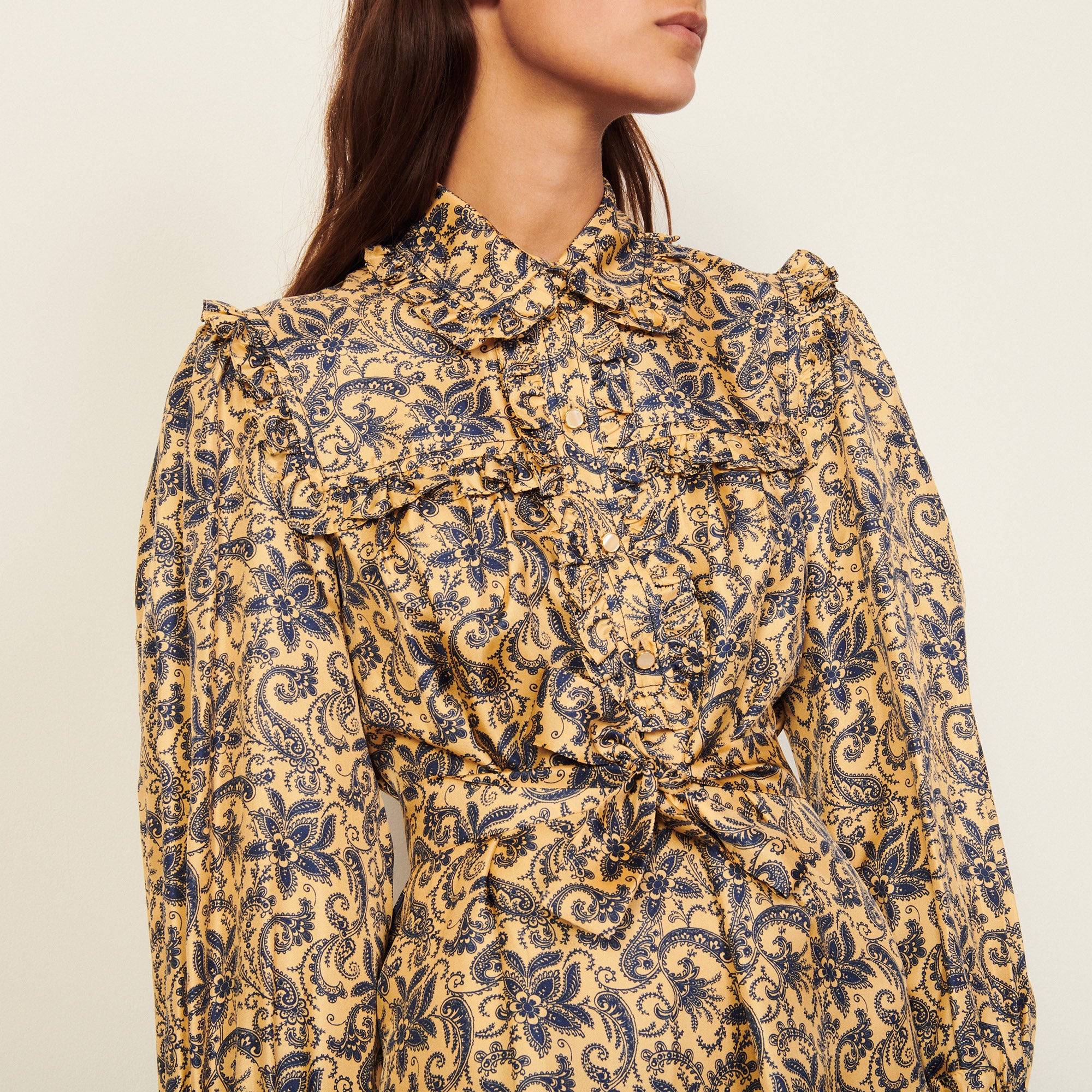 Robe courte imprimée en soie Sandro seconde main