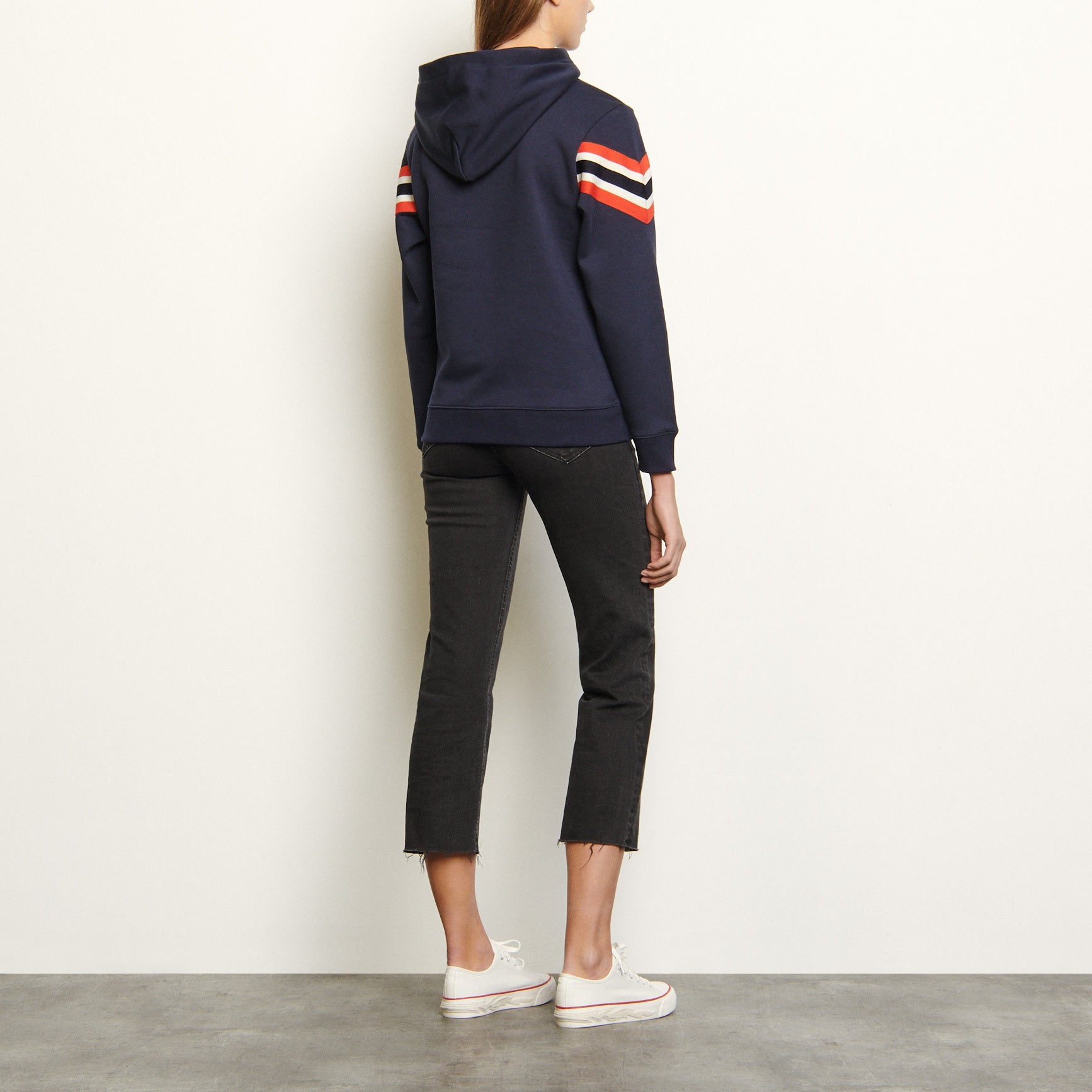 Sweat à capuche à bord-côte rayé Sandro seconde main