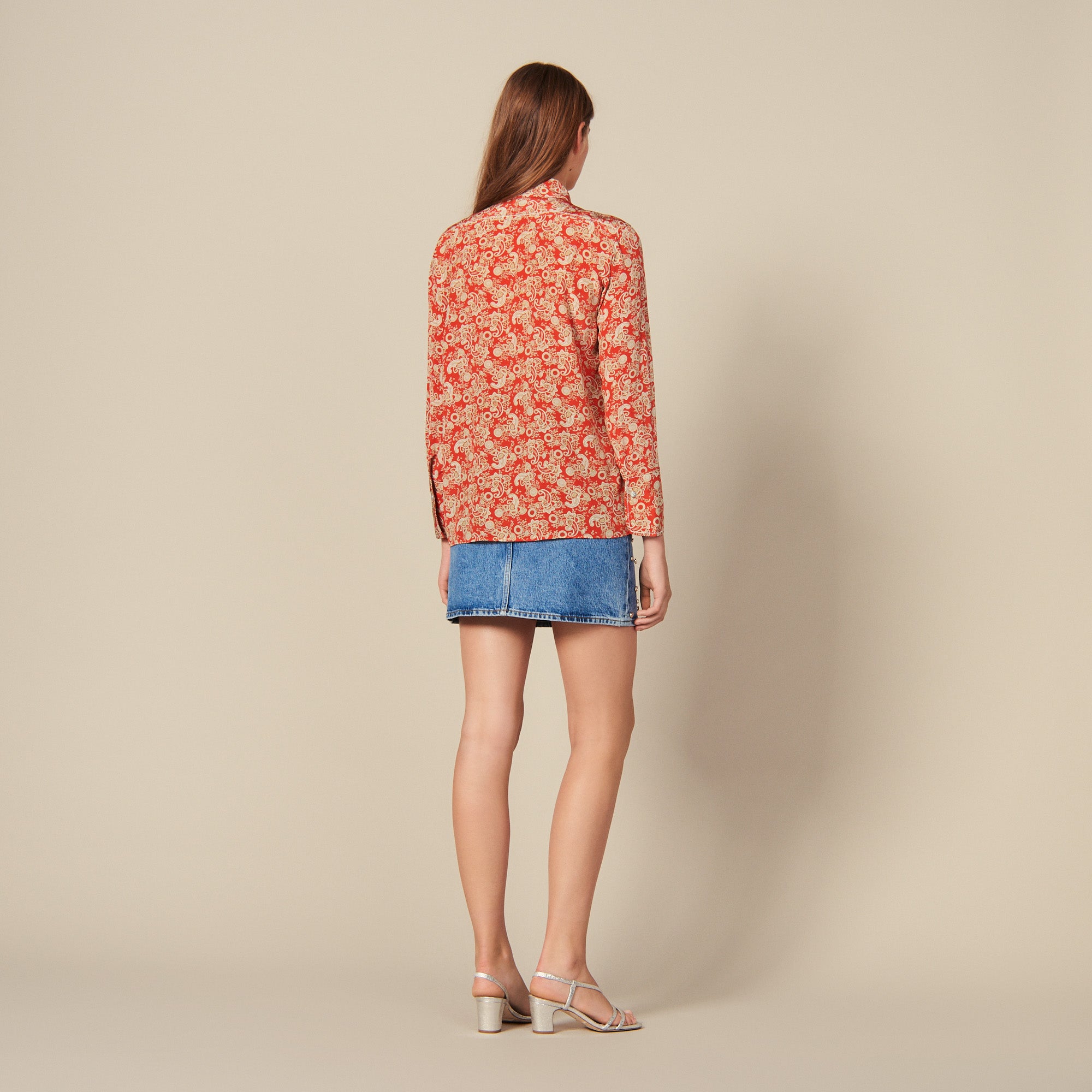 Chemise en soie imprimée Sandro seconde main