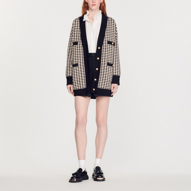 Cardi-coat à motifs pied de coq Sandro seconde main