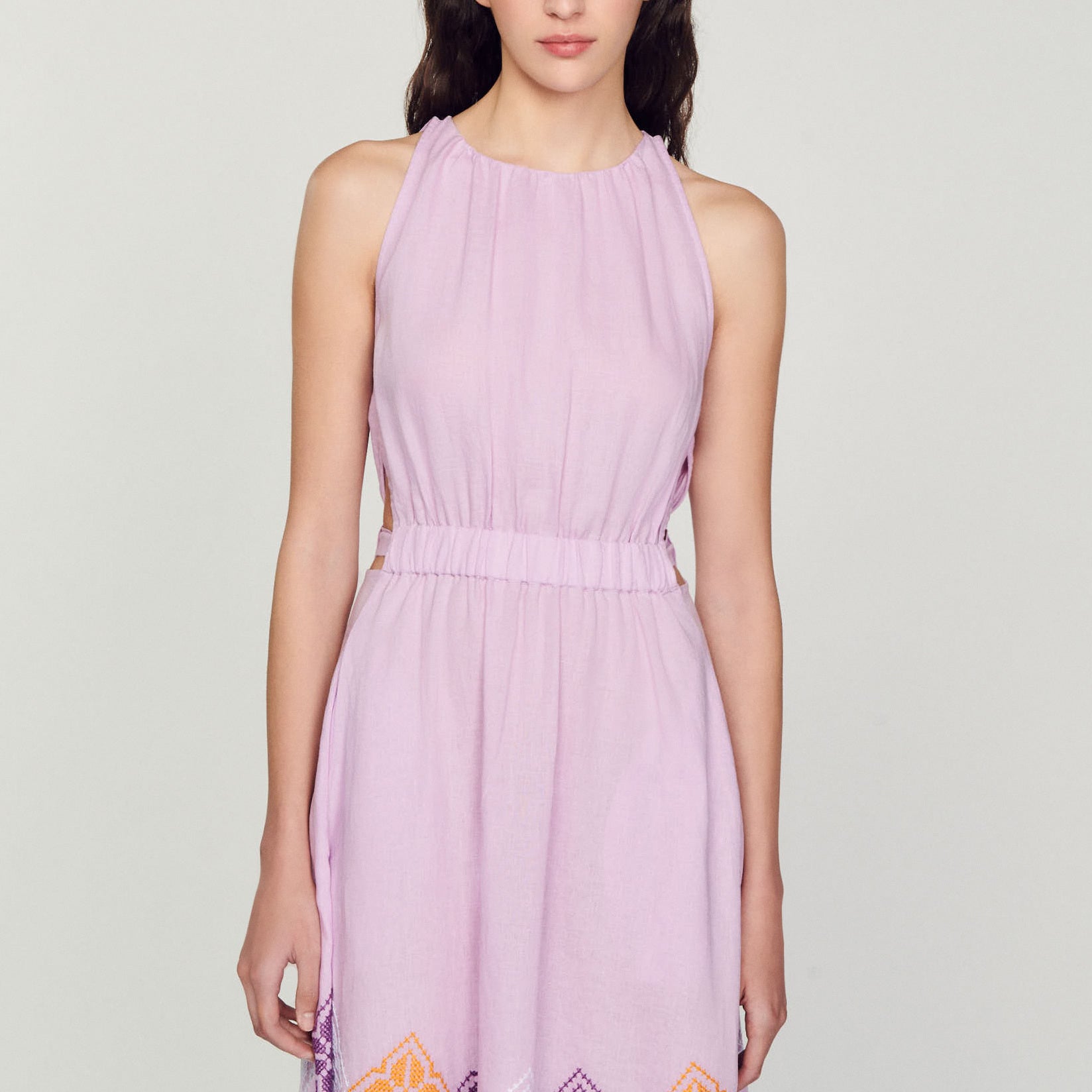 Robe longue en lin brodé Sandro seconde main