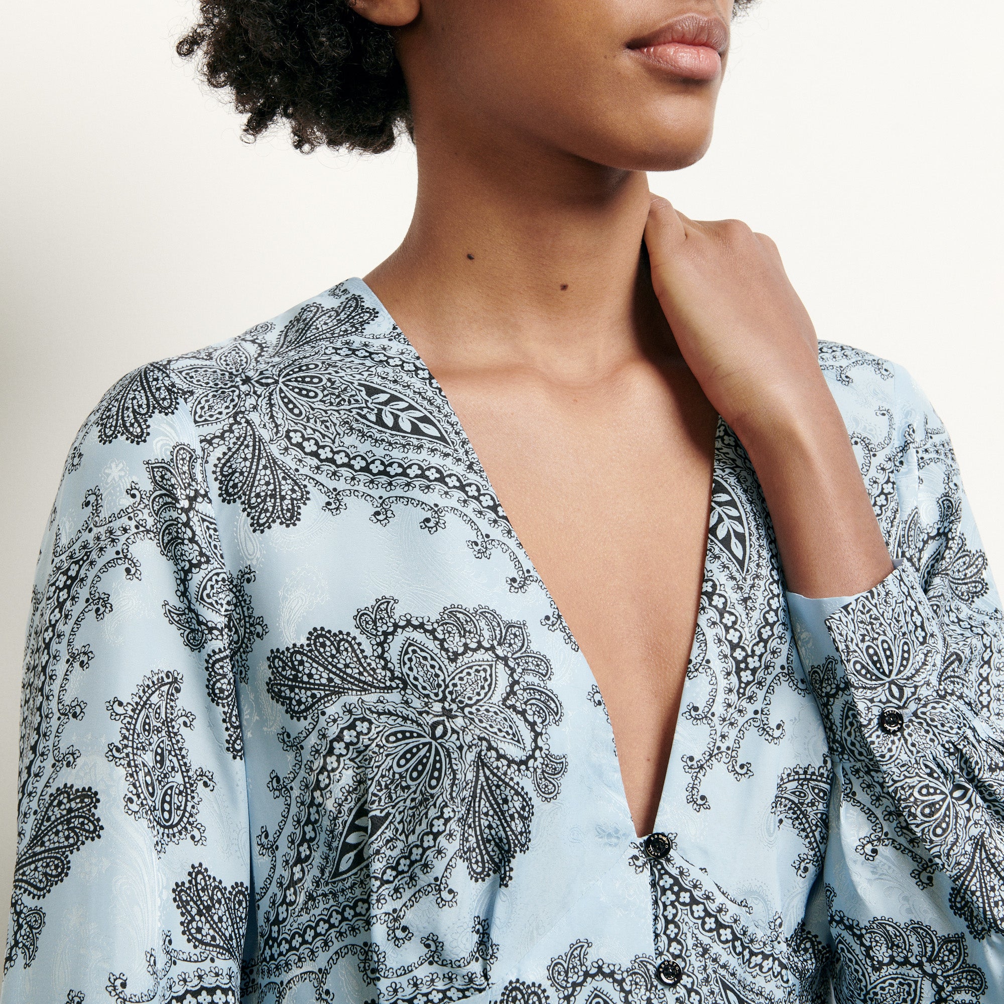 Robe midi en soie mélangée imprimée Sandro seconde main