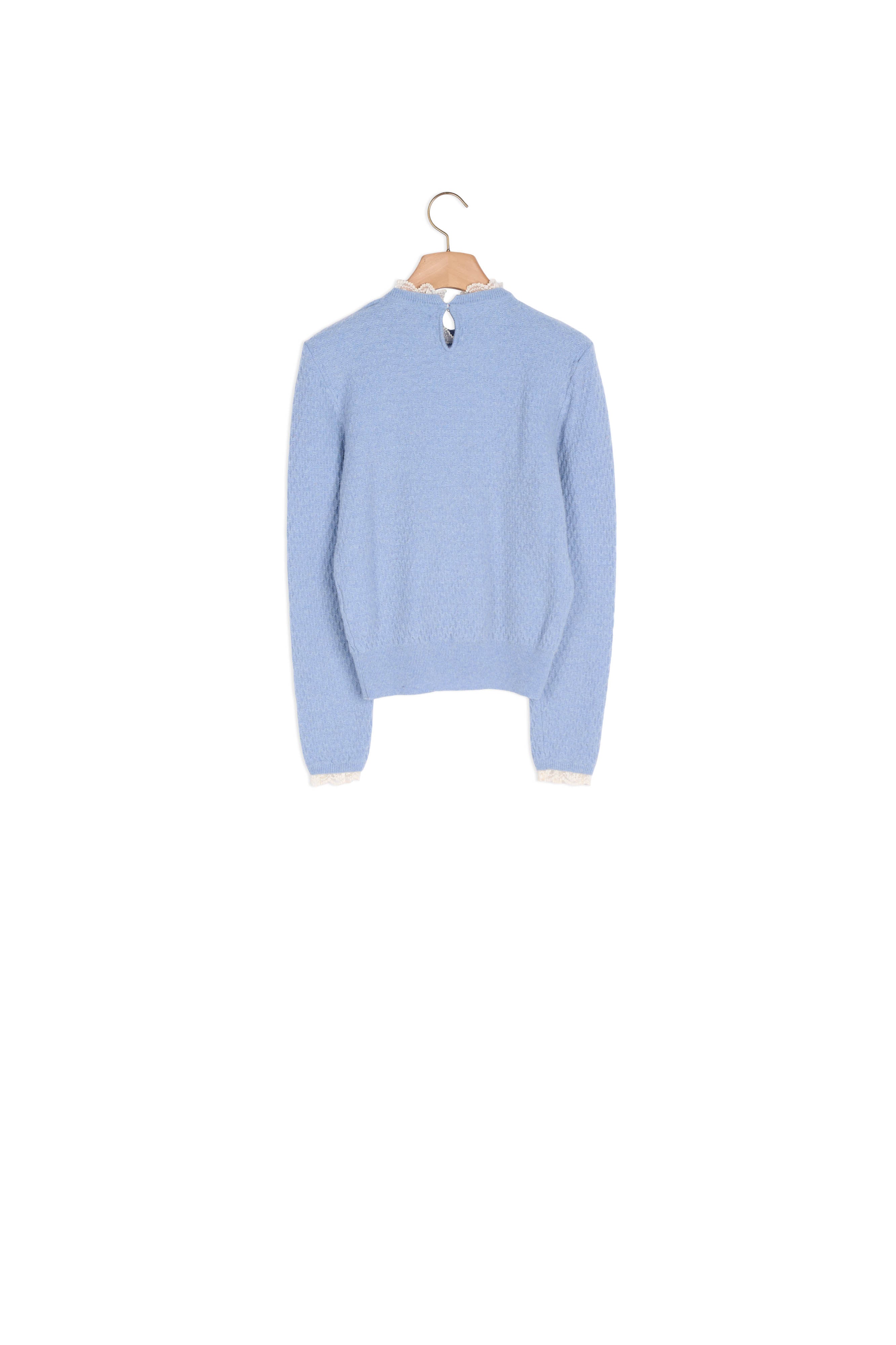 Pull en pointelle bordé de dentelle Sandro seconde main