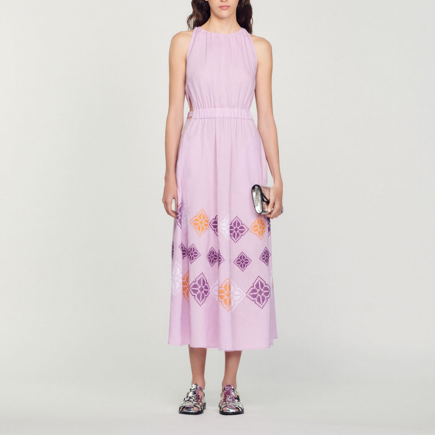 Robe longue en lin brodé Sandro seconde main