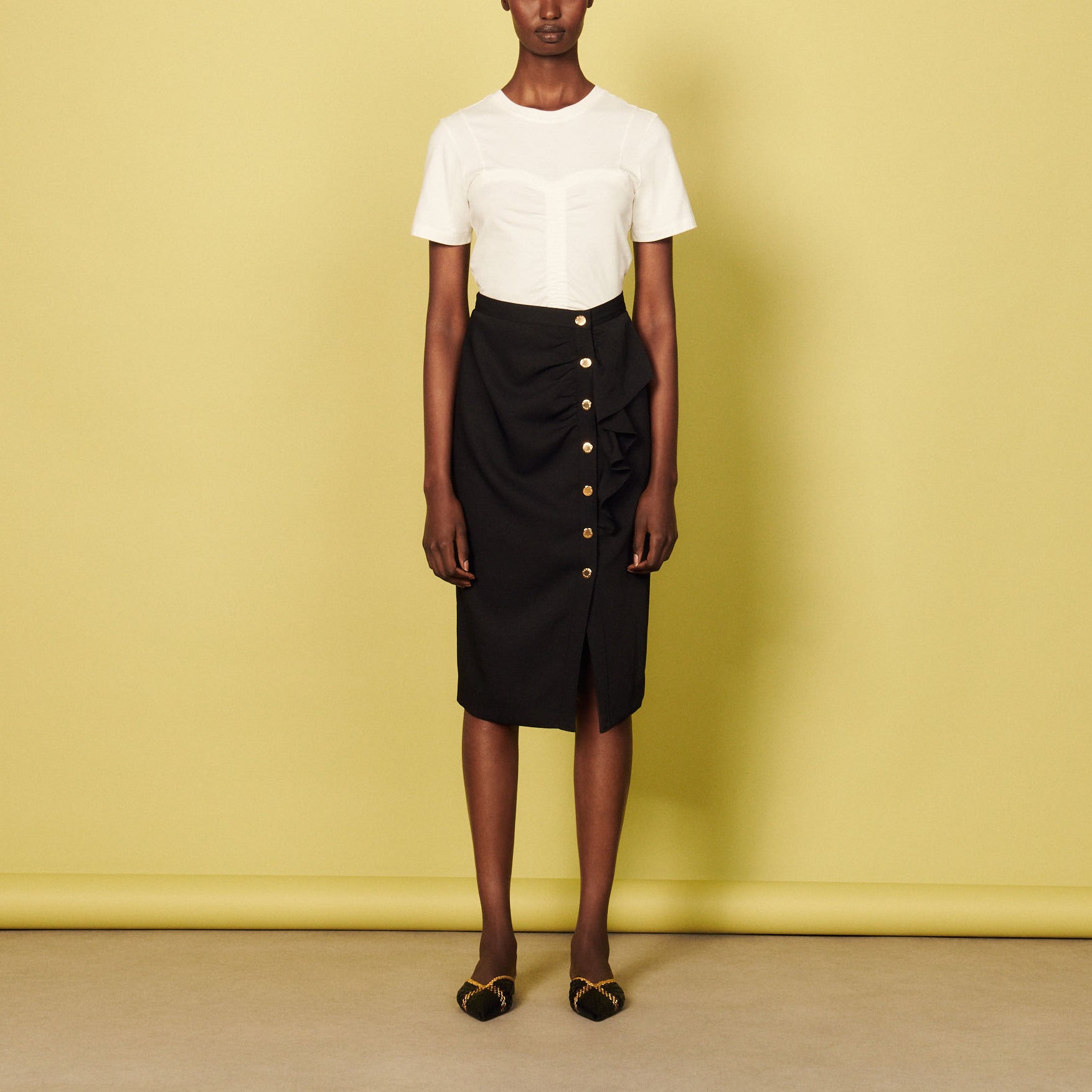 Jupe midi crayon volantée Sandro seconde main