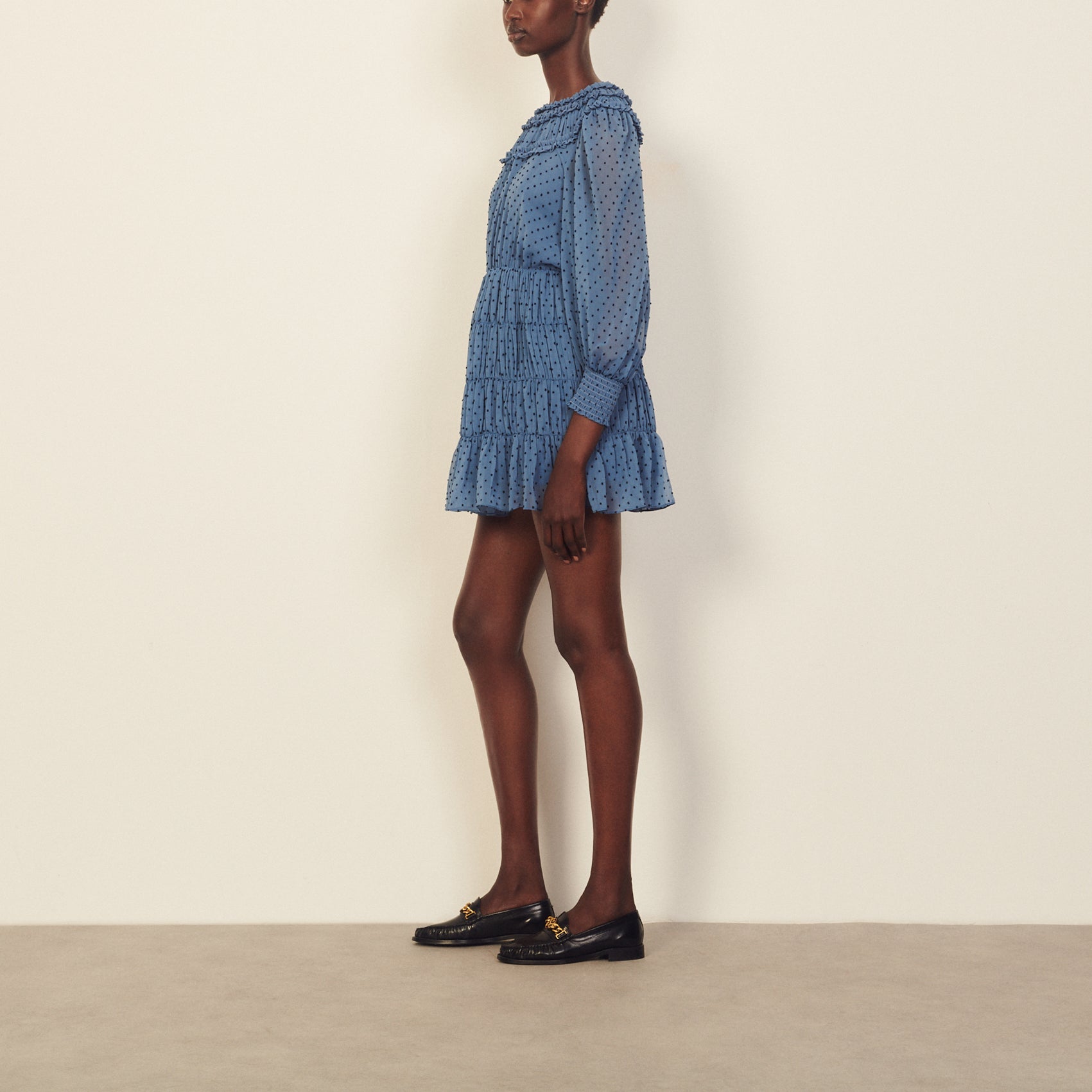 Robe courte drapée et volantée Sandro seconde main