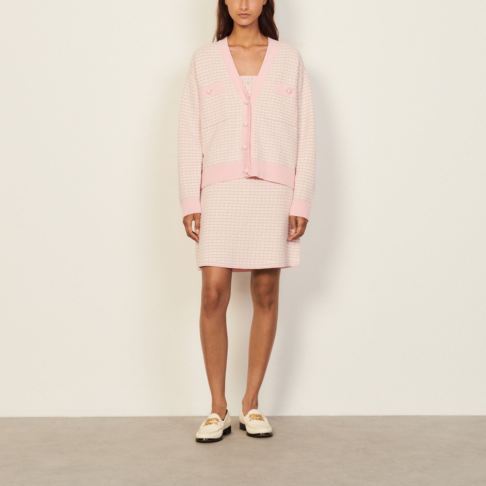 Cardi coat court en tweed fantaisie Sandro seconde main