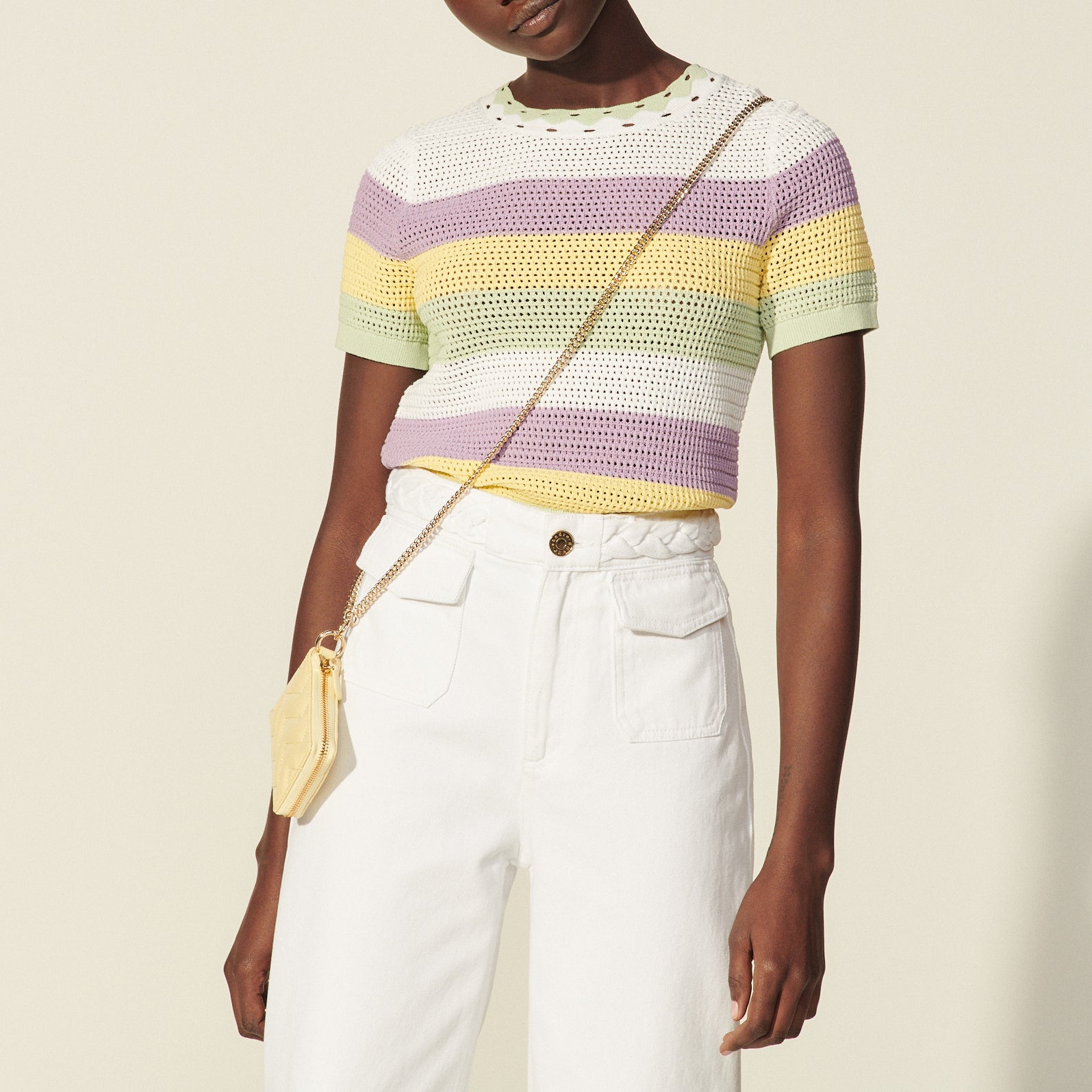 Pull rayé à manches courtes Sandro seconde main