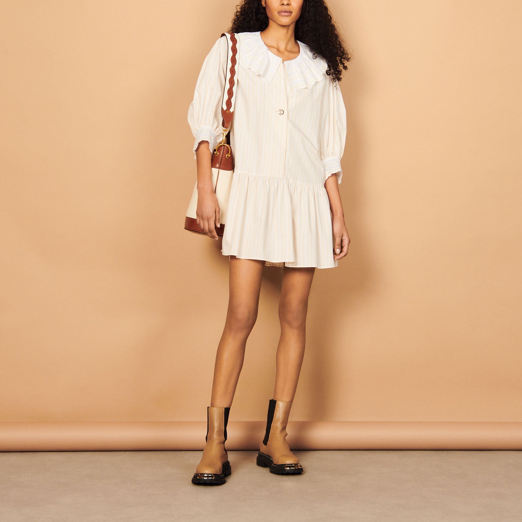 Robe courte à rayures en coton bio Sandro seconde main