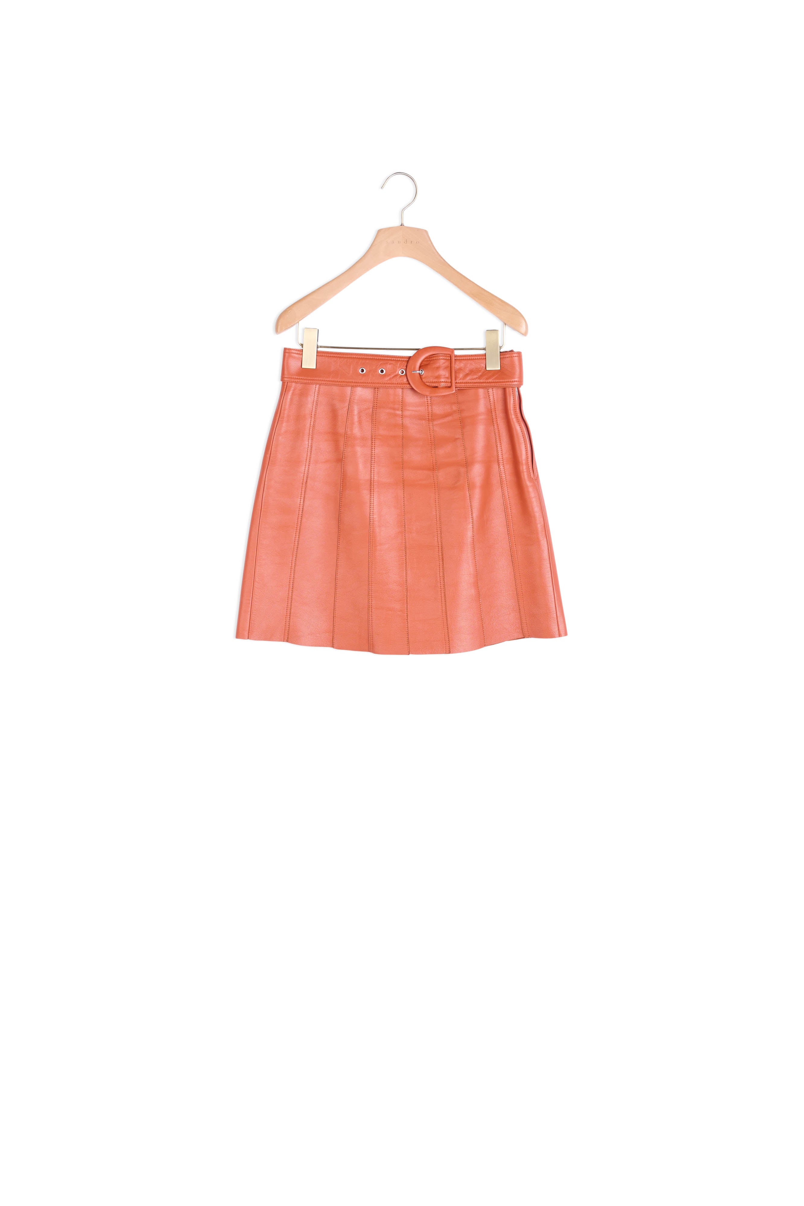 Jupe en cuir avec ceinture Sandro seconde main