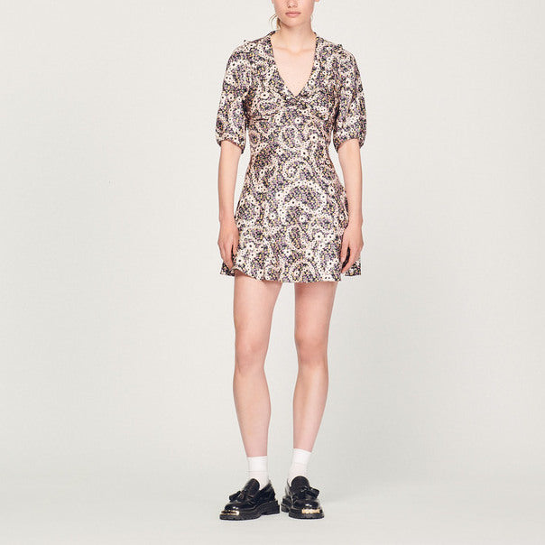 Robe courte à imprimé cachemire fleuri Sandro seconde main