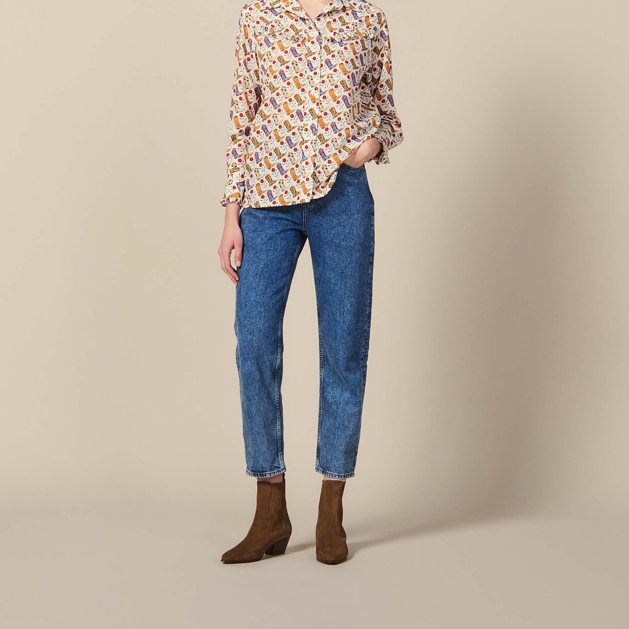 Chemise imprimée ornée de volants Sandro seconde main