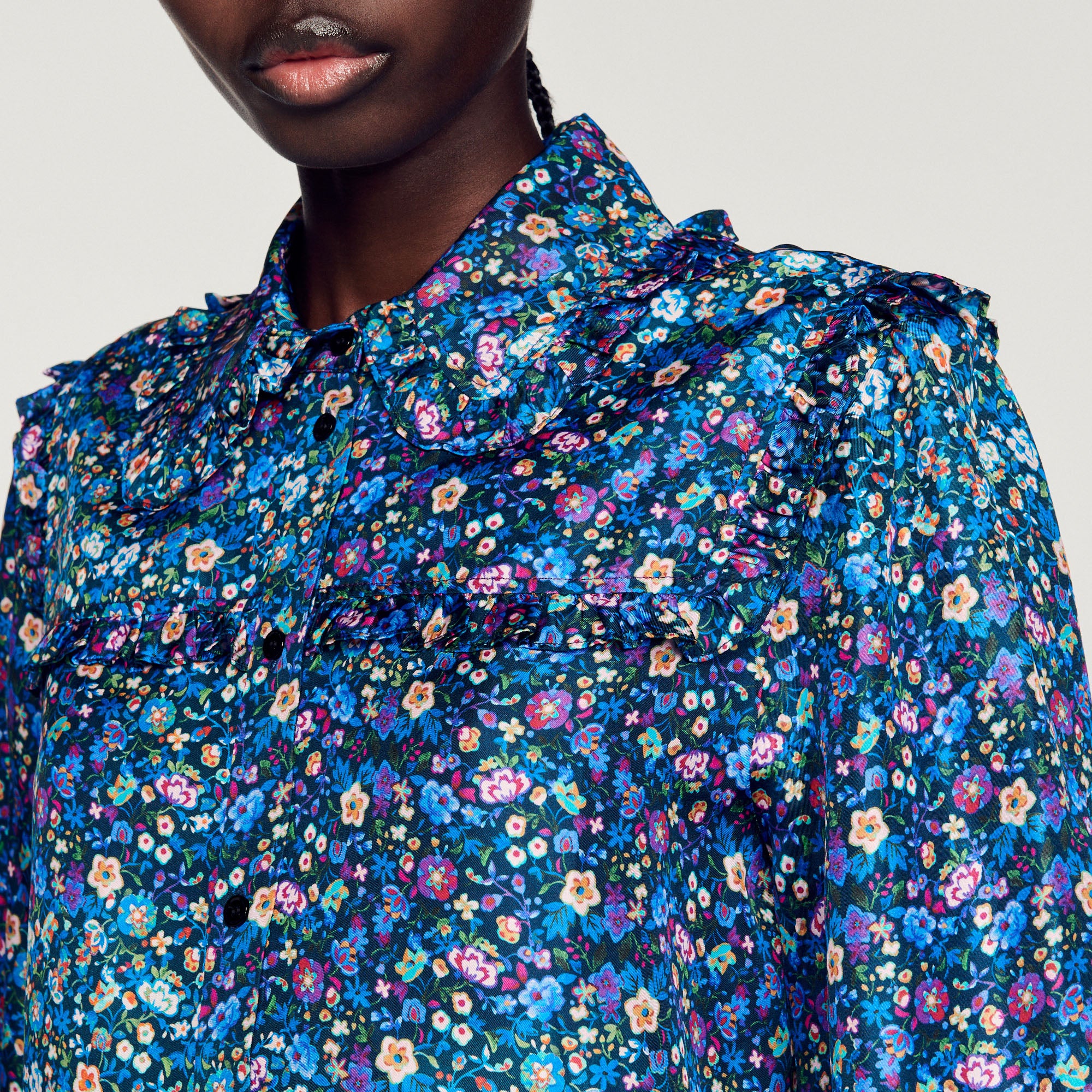 Chemise en soie imprimé fleuri Sandro seconde main