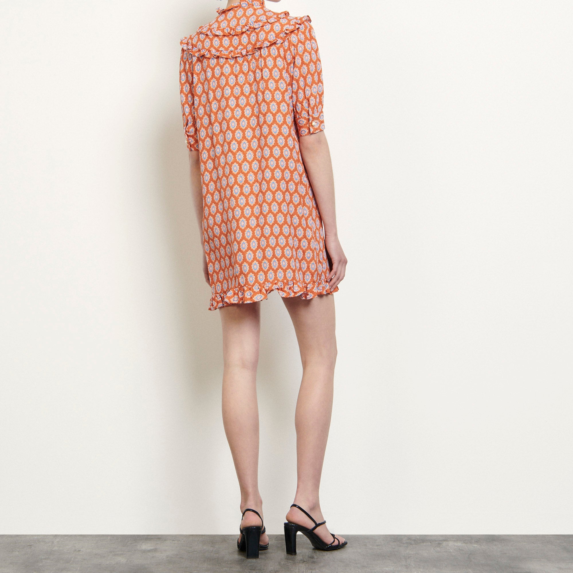 Robe courte imprimée avec volants Sandro seconde main