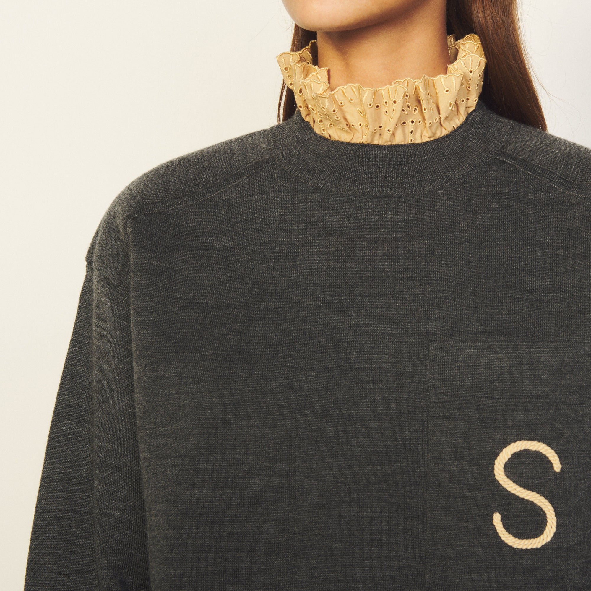 Pull Gris Foncé Sandro seconde main