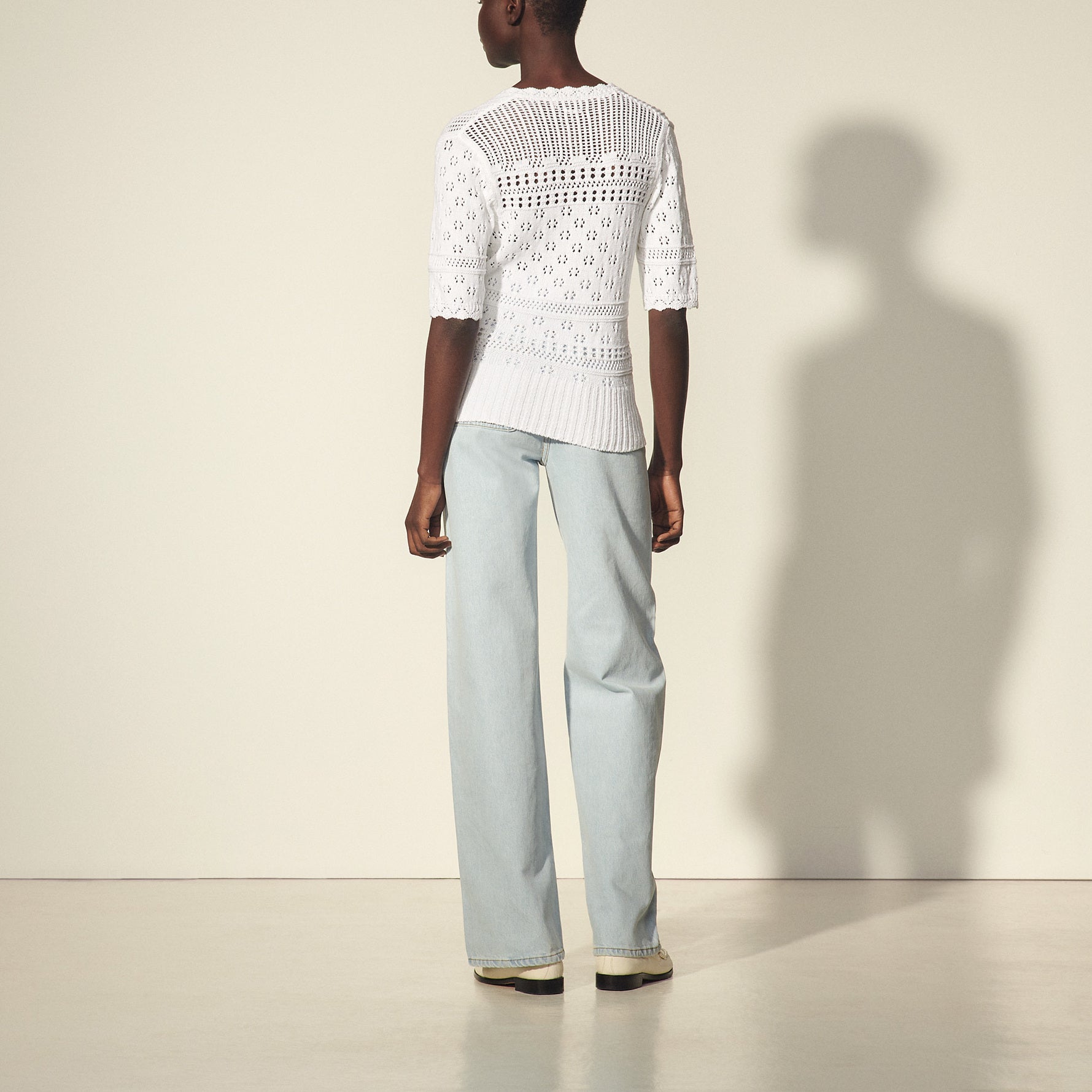 Pull manches courtes en maille fantaisie Sandro seconde main