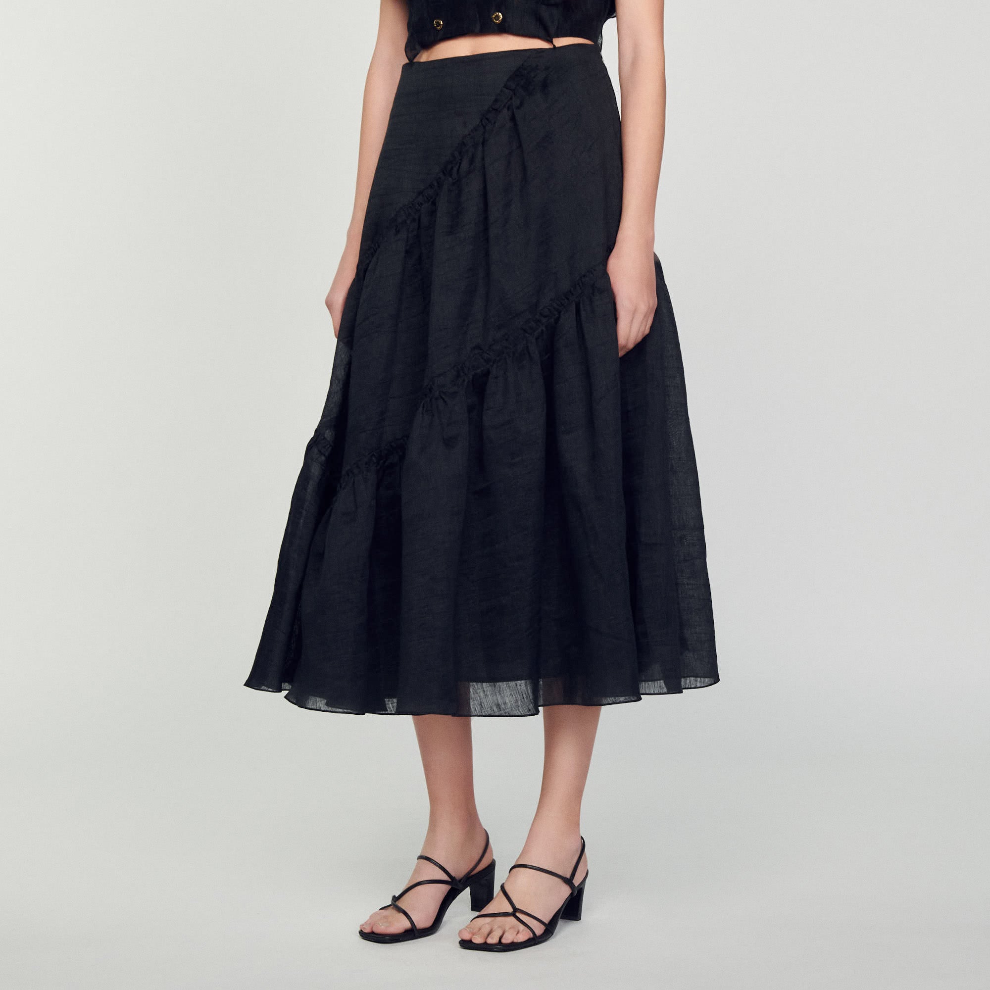 Jupe longue à volants Sandro seconde main