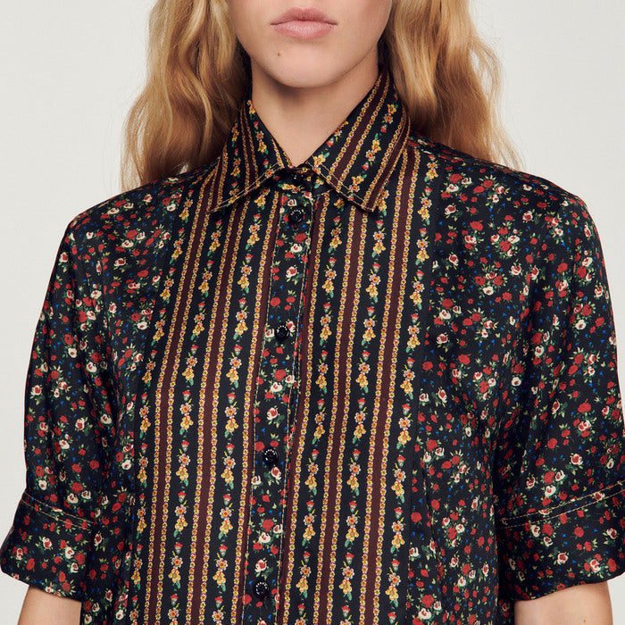 Chemise fleurie à manches courtes Sandro seconde main
