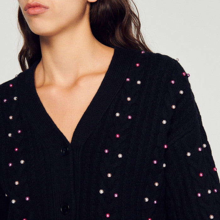 Cardigan en Maille orné de perles Sandro seconde main