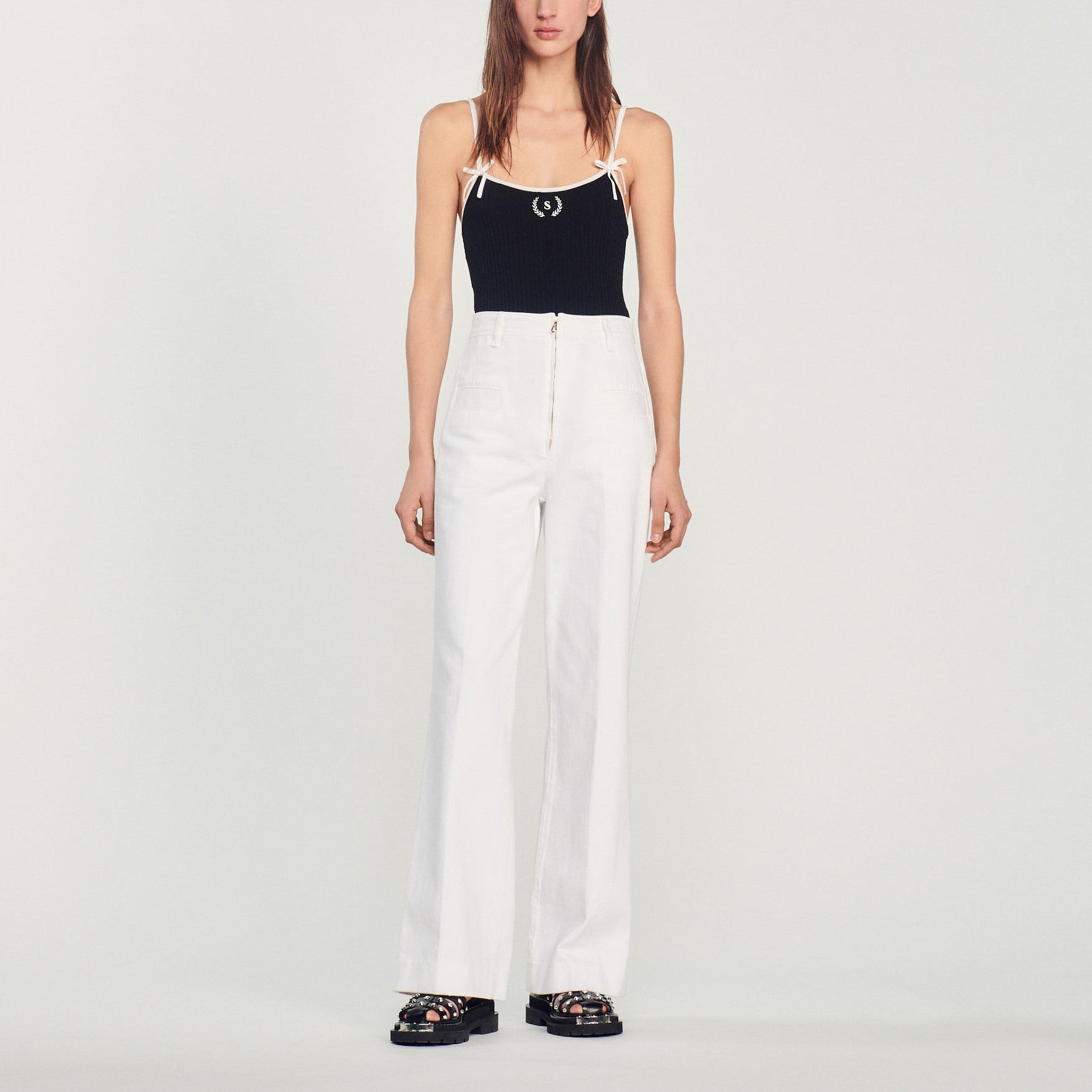 Pantalon large en toile Sandro seconde main