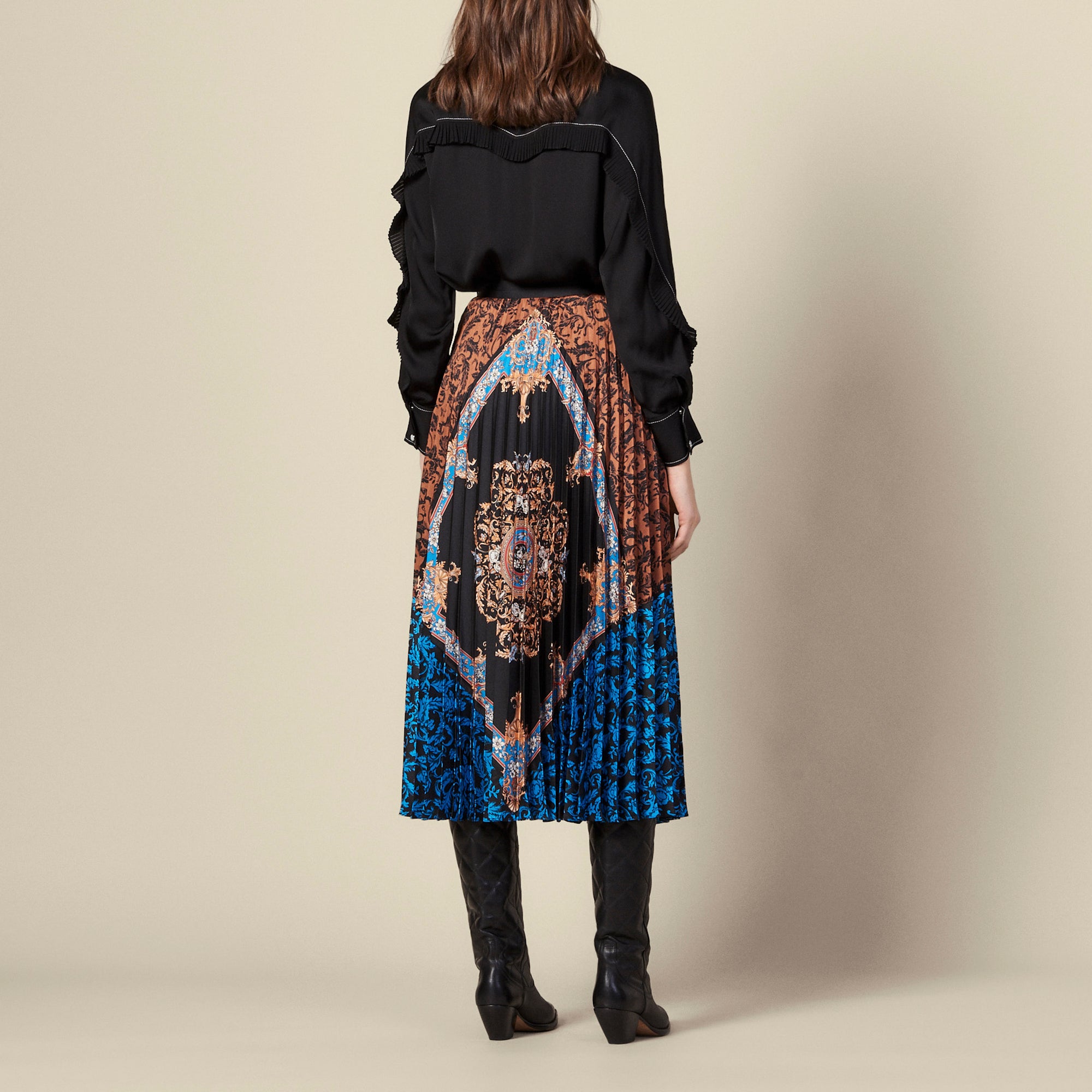 Jupe longue plissée  imprimée Sandro seconde main