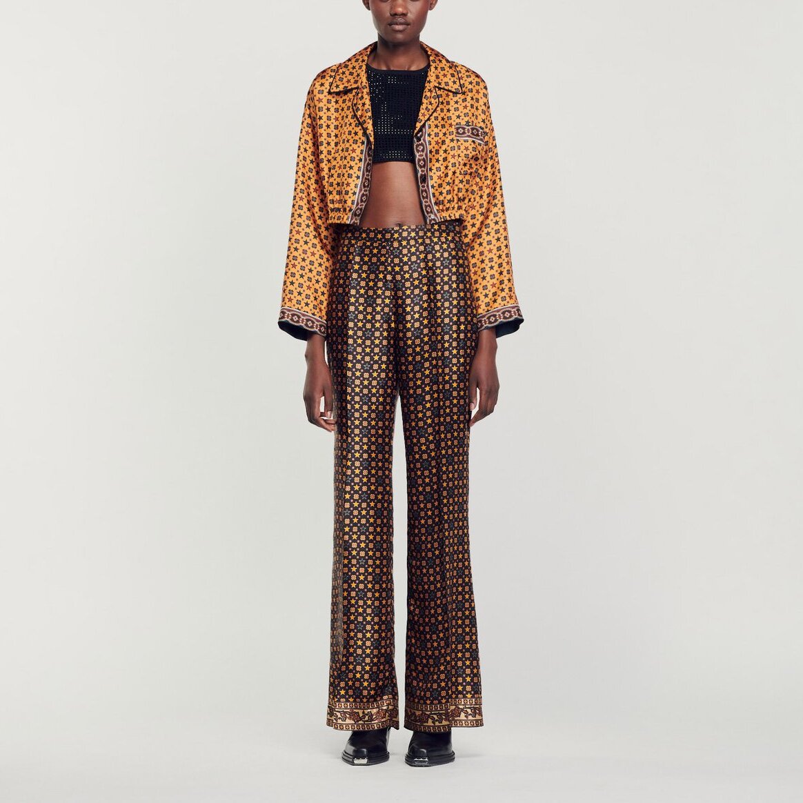 Pantalon satiné imprimé Sandro seconde main