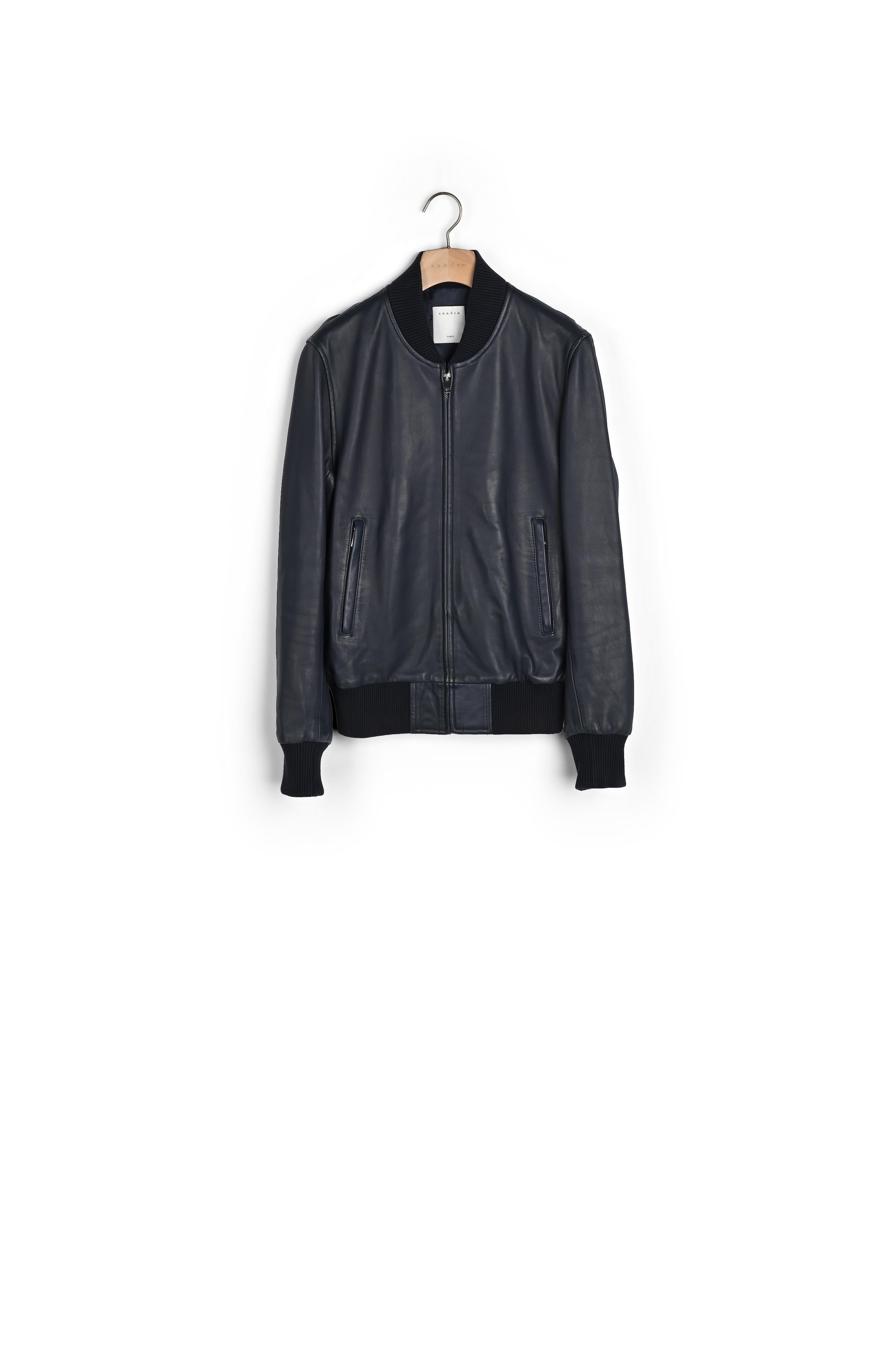 Blouson zippé en cuir Sandro seconde main