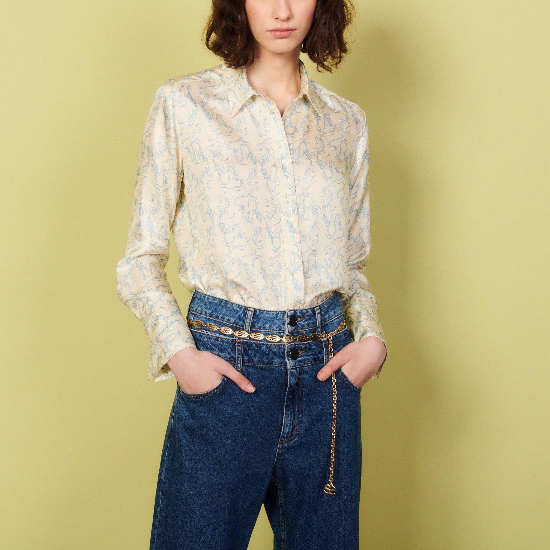 Chemise fluide en soie imprimée Sandro seconde main