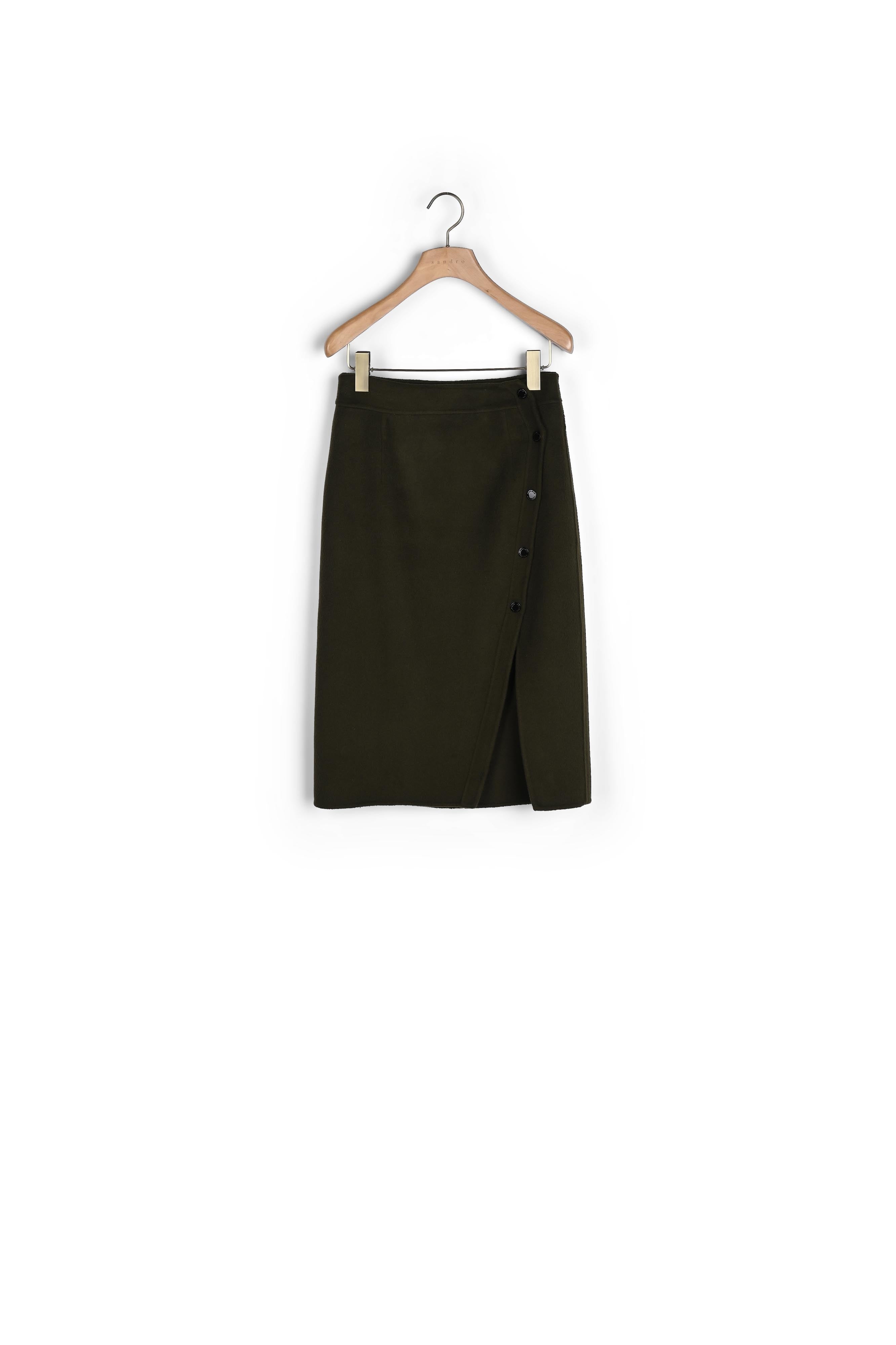 Jupe portefeuille fendue en laine Sandro seconde main