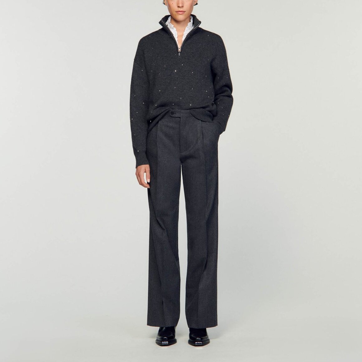 Pull Gris Foncé Sandro seconde main