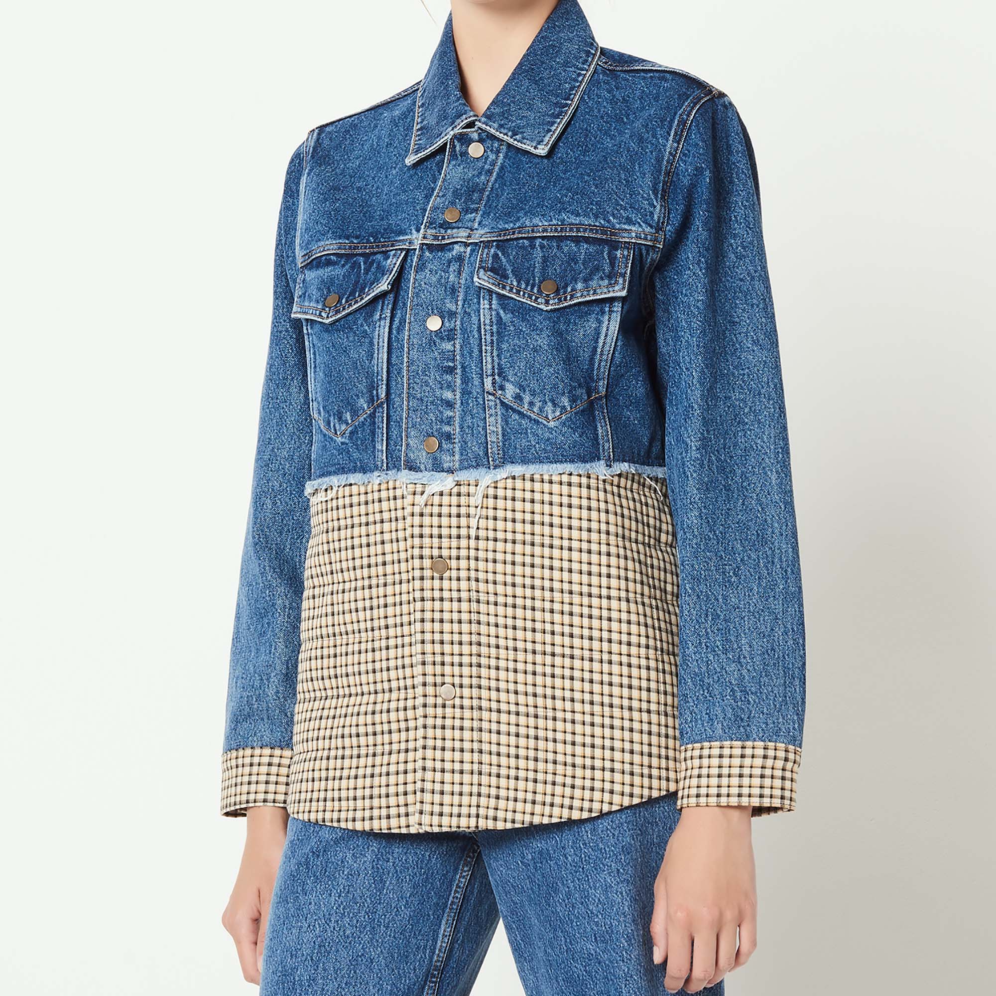 Veste bi-matière Jean et matelassé Sandro seconde main