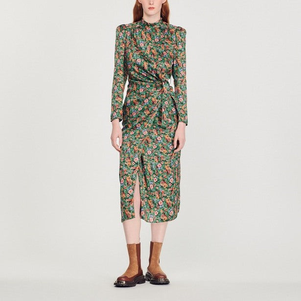 Robe mi-longue à imprimé Fleurs Sandro seconde main