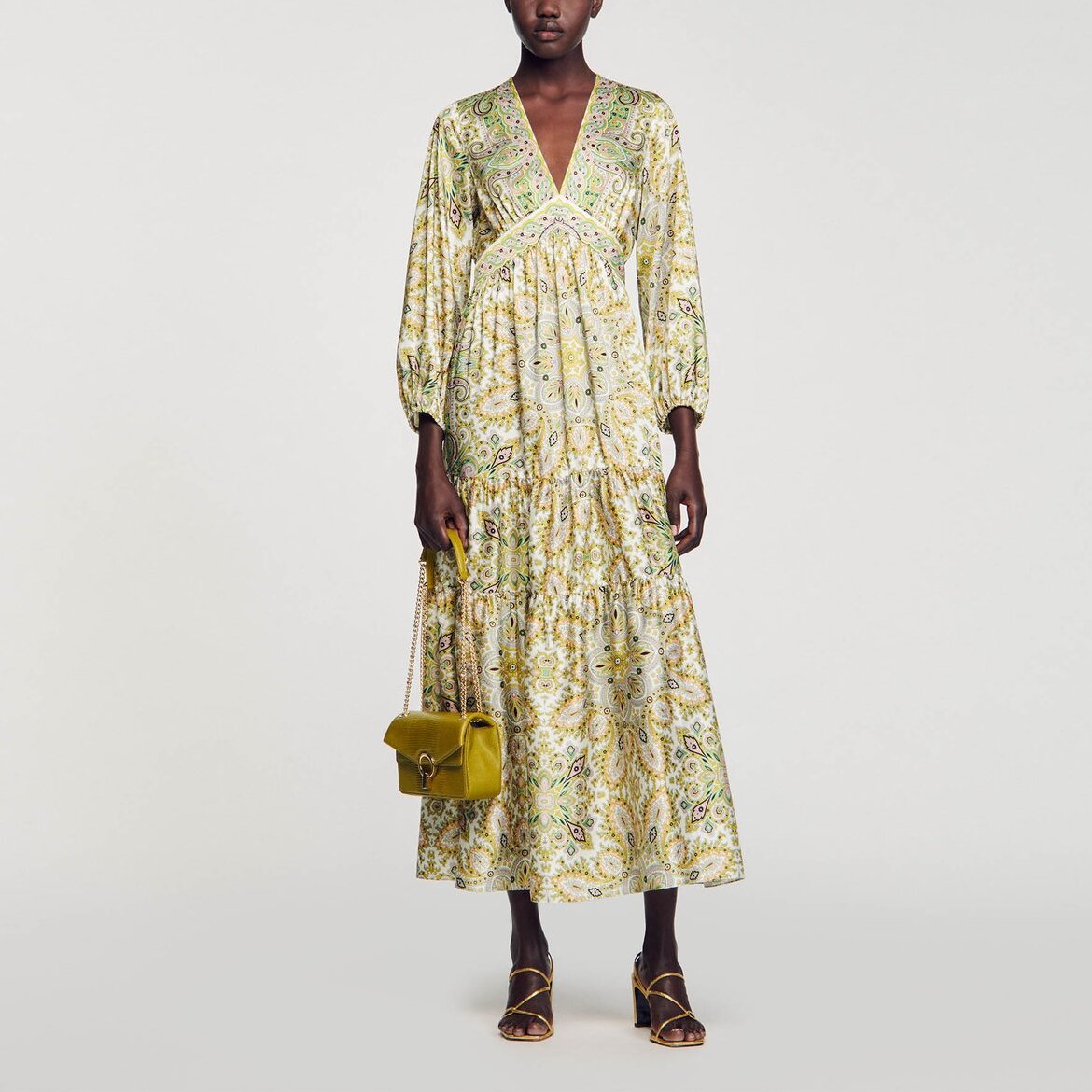 Robe longue à imprimé foulard Sandro seconde main