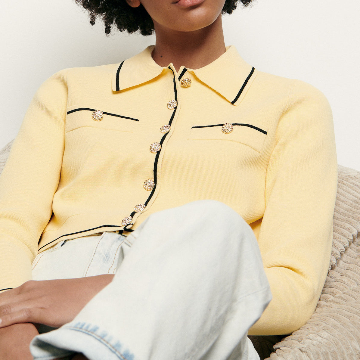 Cardigan court à col Chemise Sandro seconde main