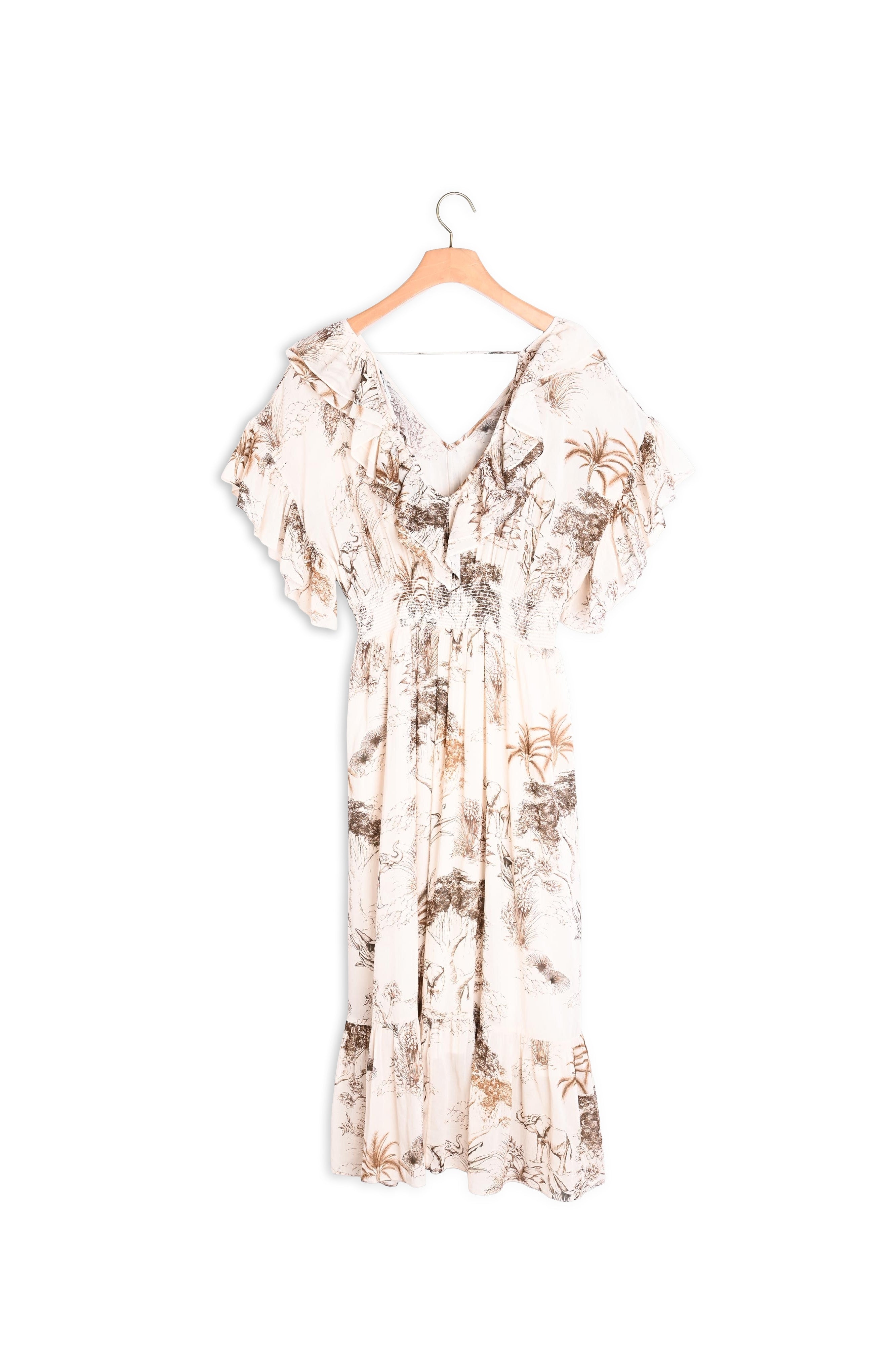 Robe longue imprimée avec volants Sandro seconde main