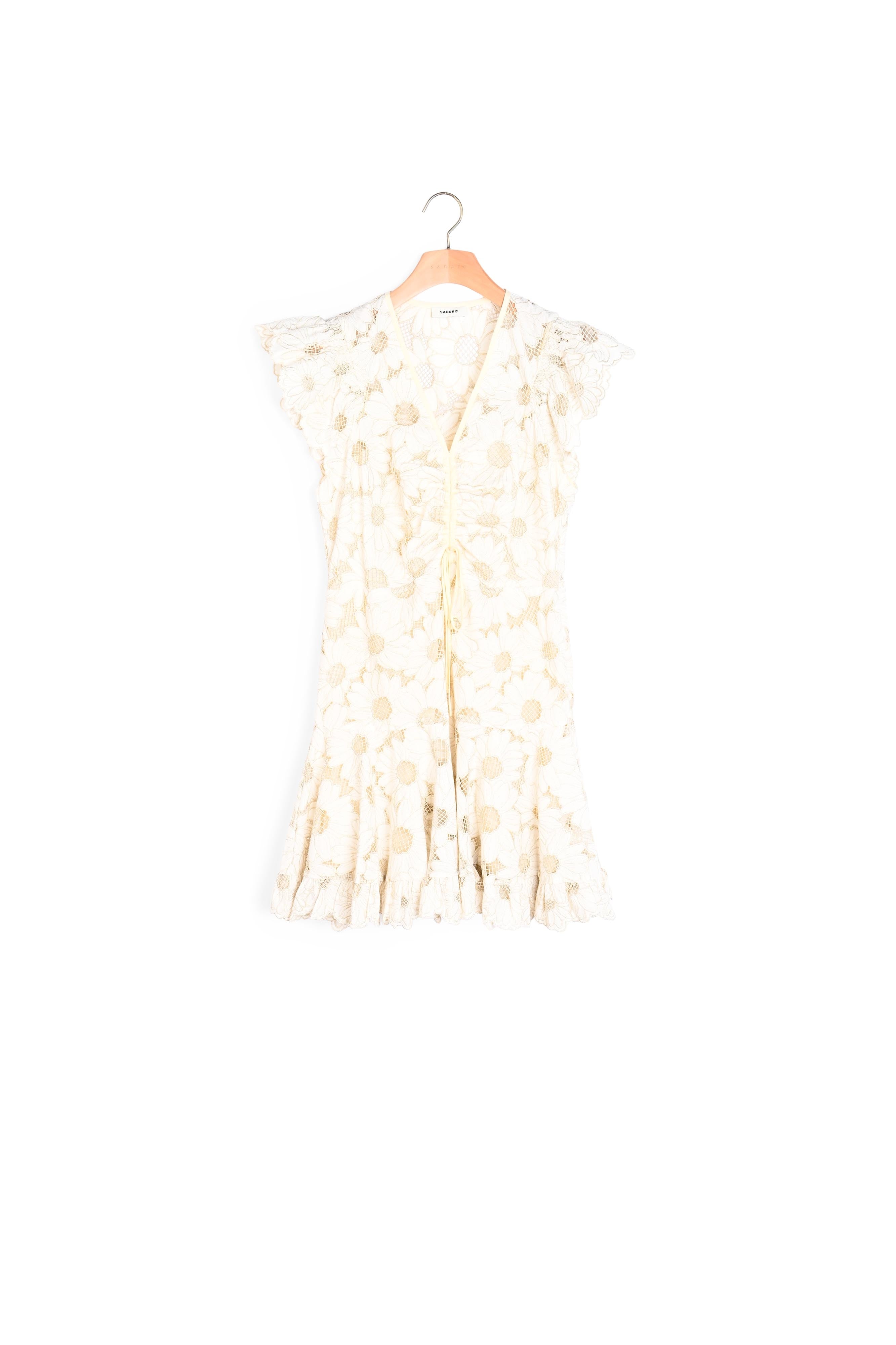 Robe courte en guipure marguerites Sandro seconde main