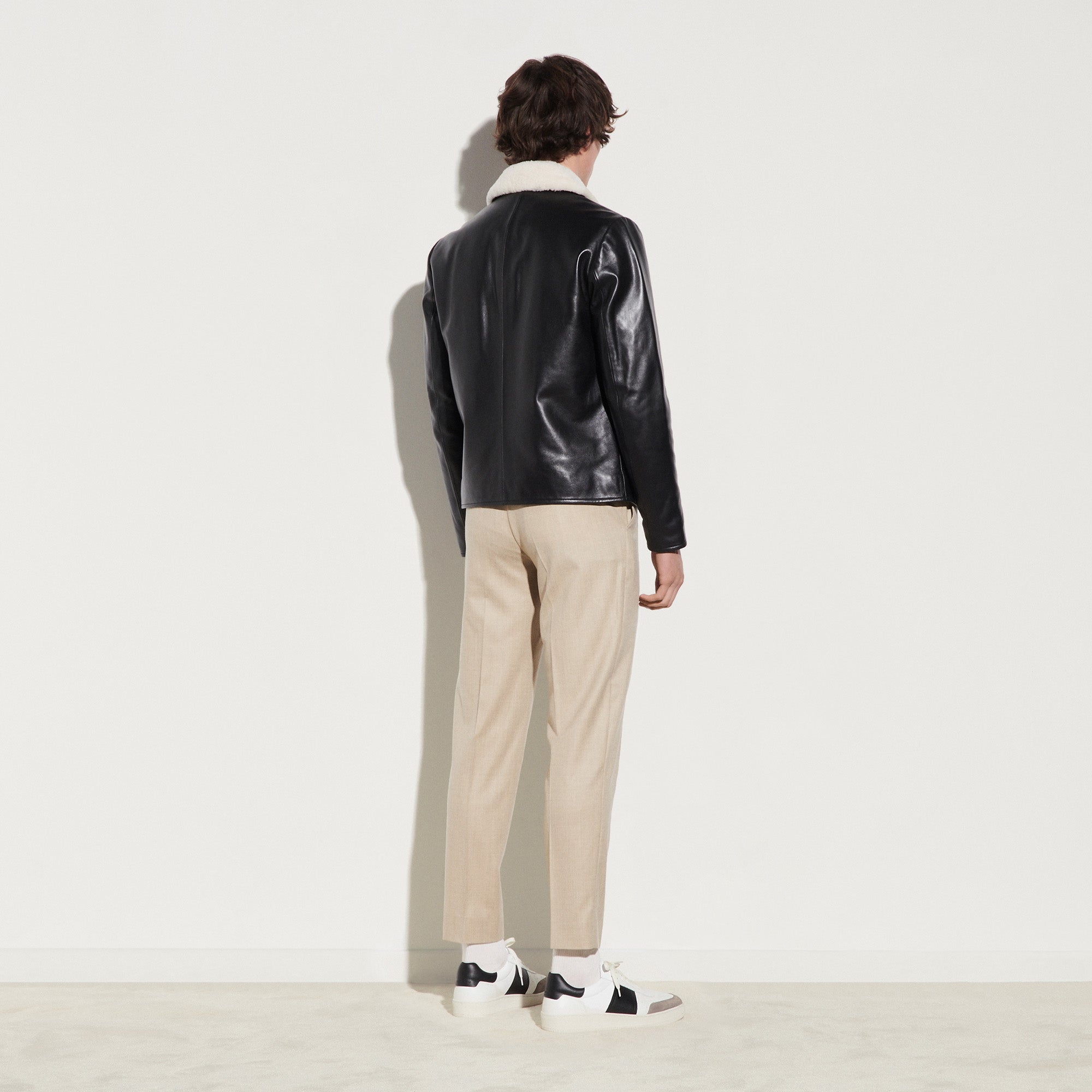 Blouson en cuir avec col en mouton Sandro seconde main