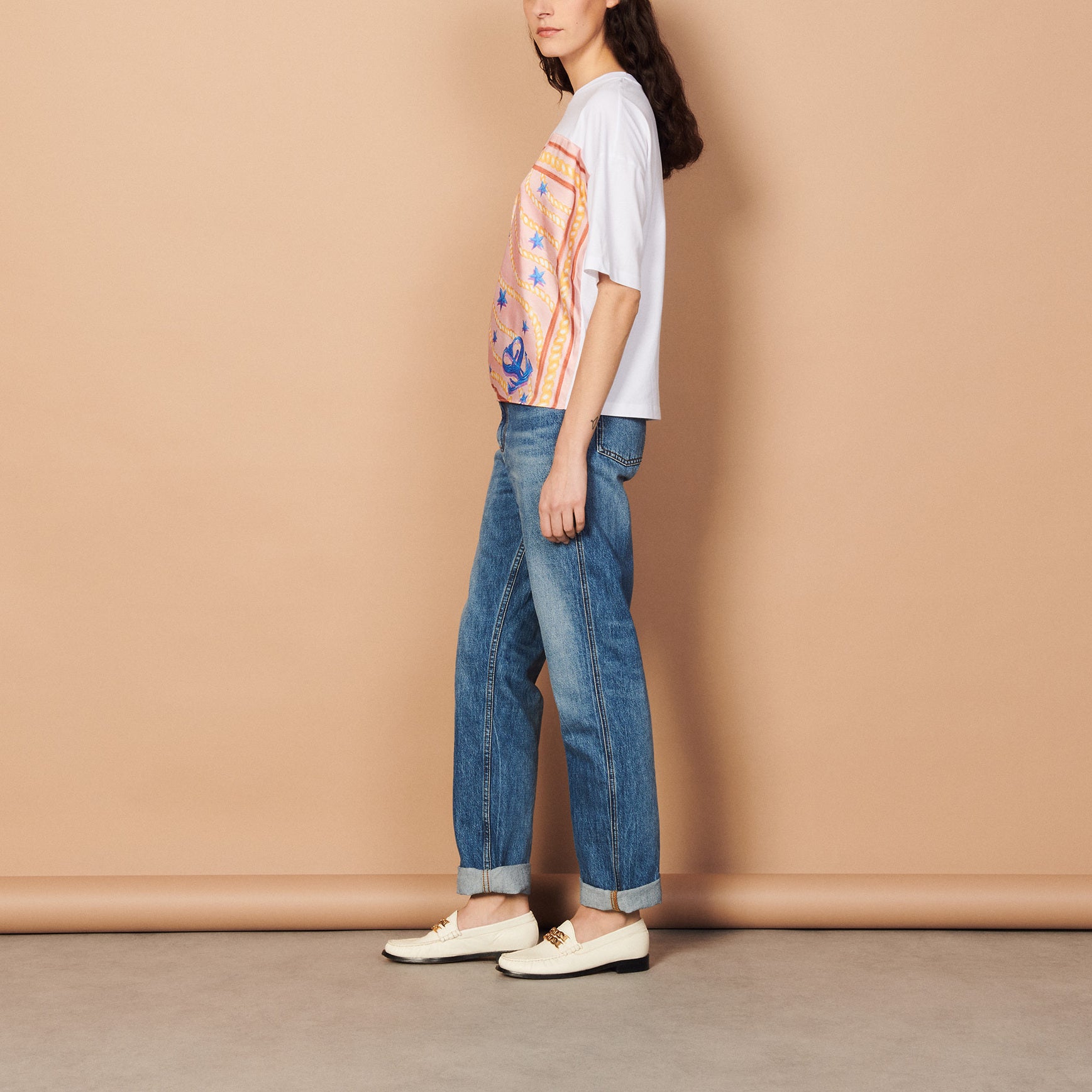 T-shirt avec empiècement imprimé Sandro seconde main