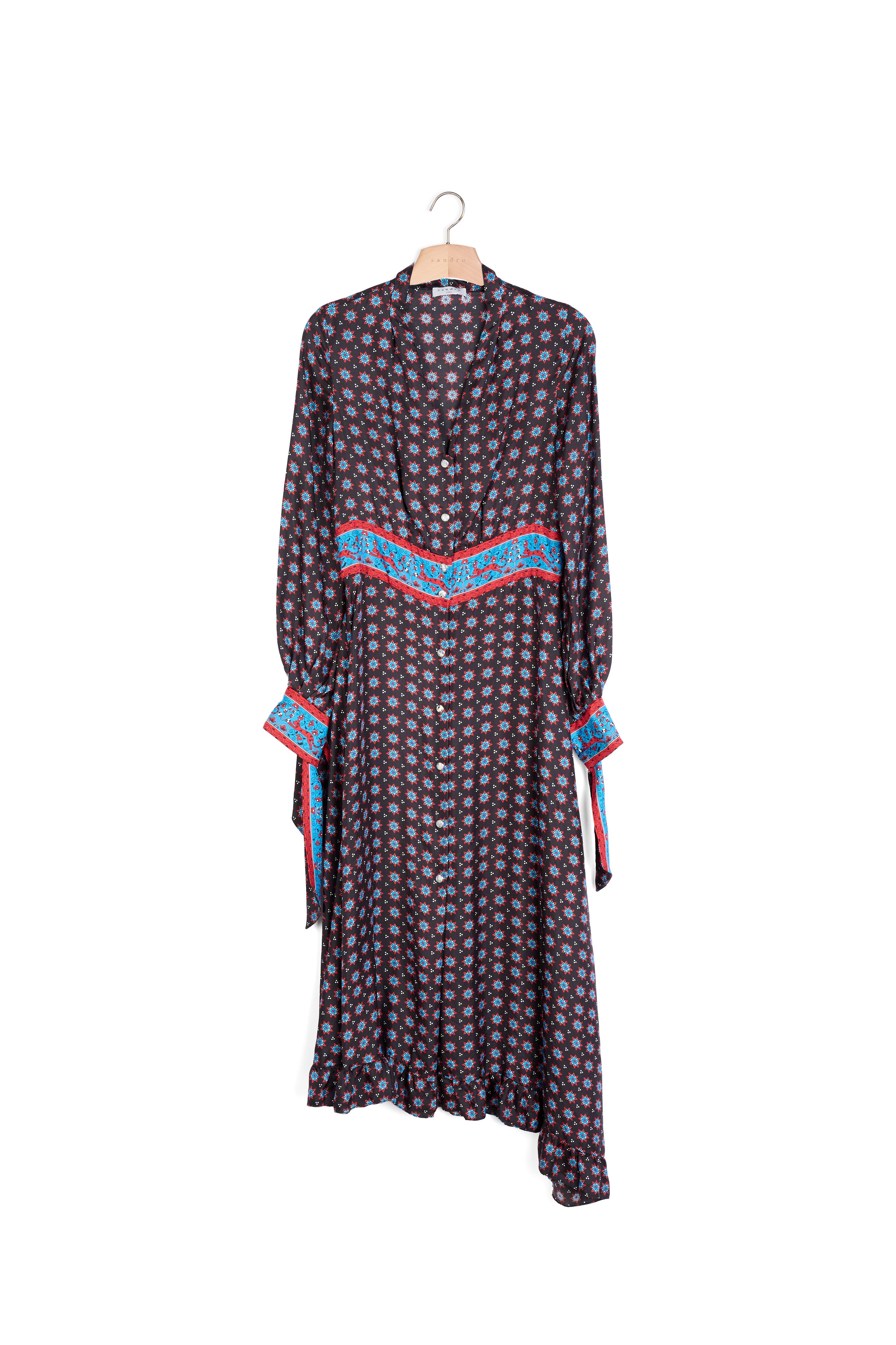 Robe longue en soie imprimée Sandro seconde main