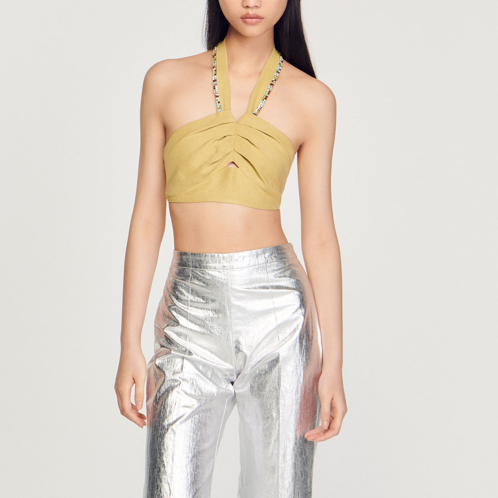 Top court orné de strass Sandro seconde main