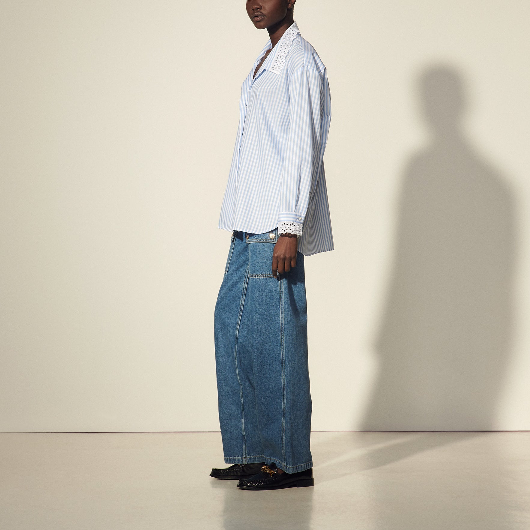 Chemise oversize en popeline rayée Sandro seconde main