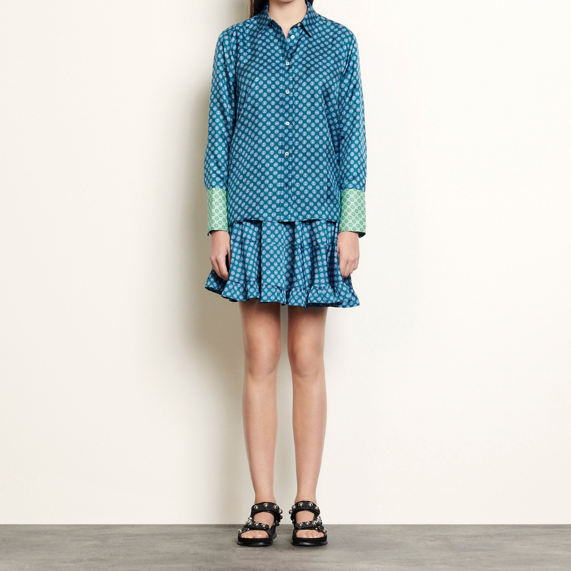 Chemise en soie imprimée Sandro seconde main