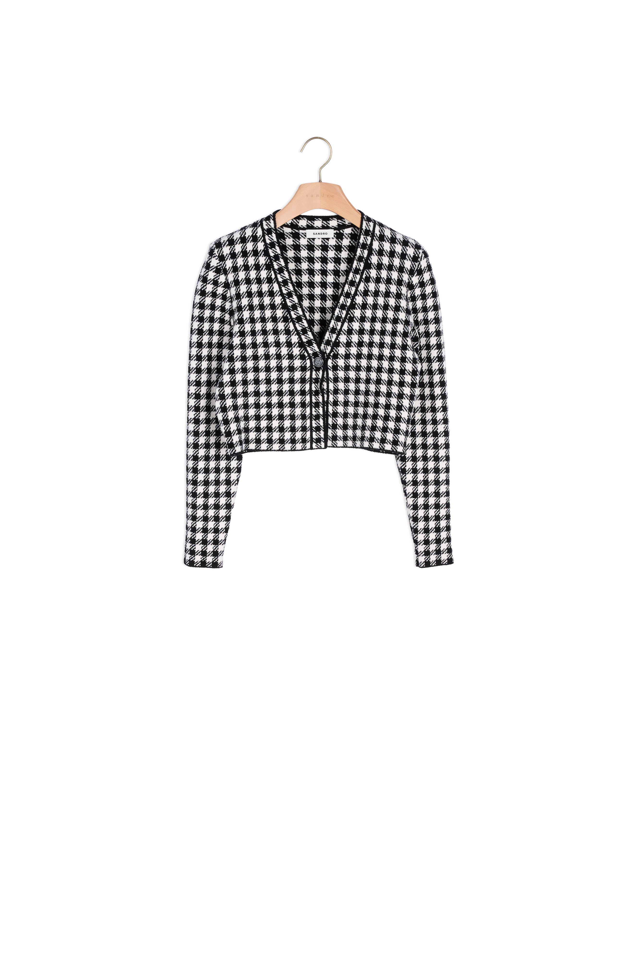 Cardigan court jacquard vichy Sandro seconde main