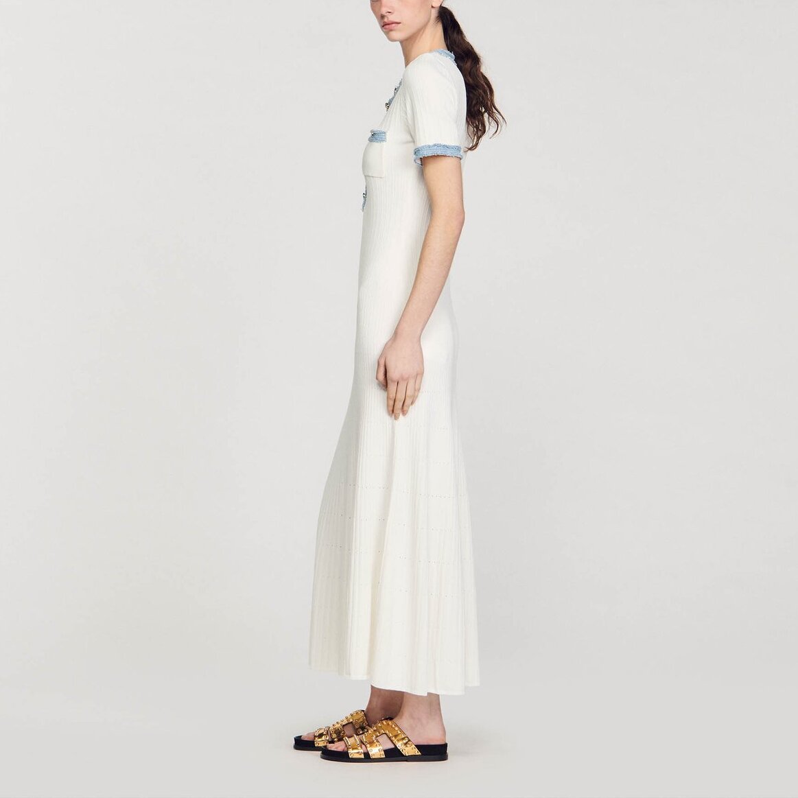 Robe midi en Maille et denim Sandro seconde main