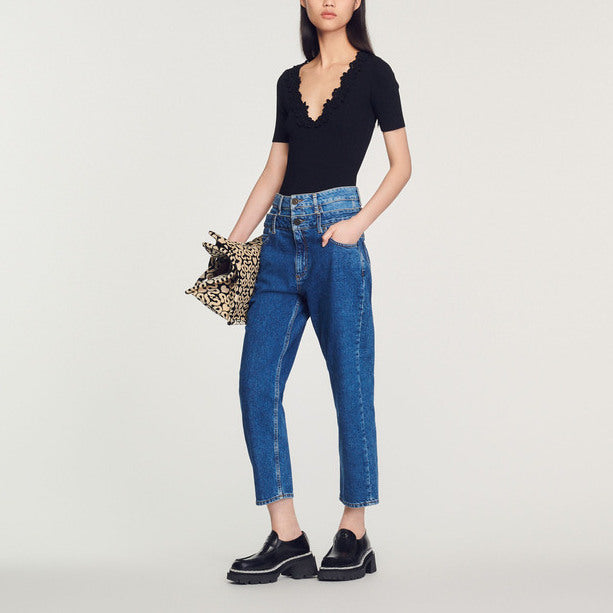 Pull à col crochet fleurs Sandro seconde main